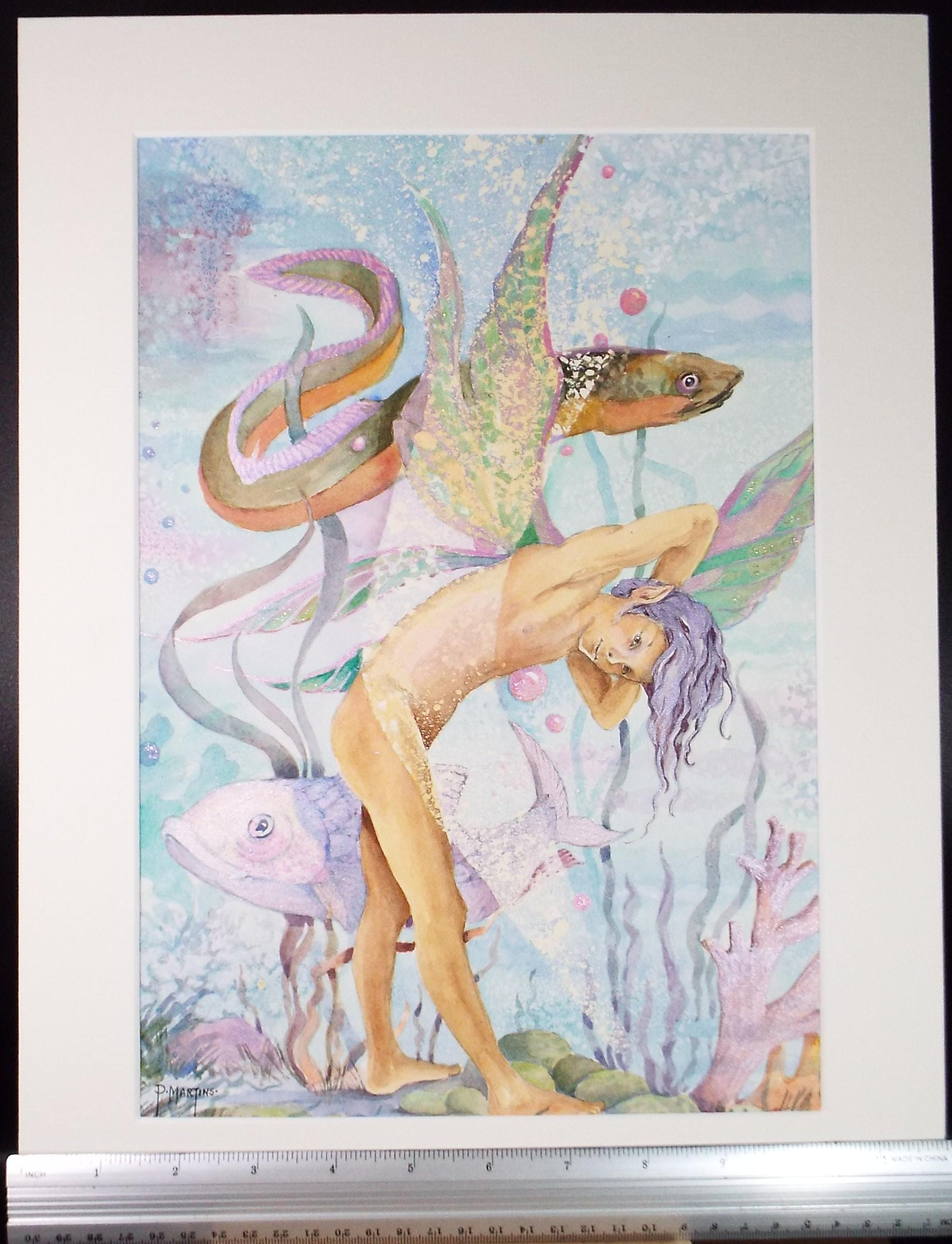 Original Watercolour and Acrylic 'Water Boy', c1990's - P Martins s.o.f.a