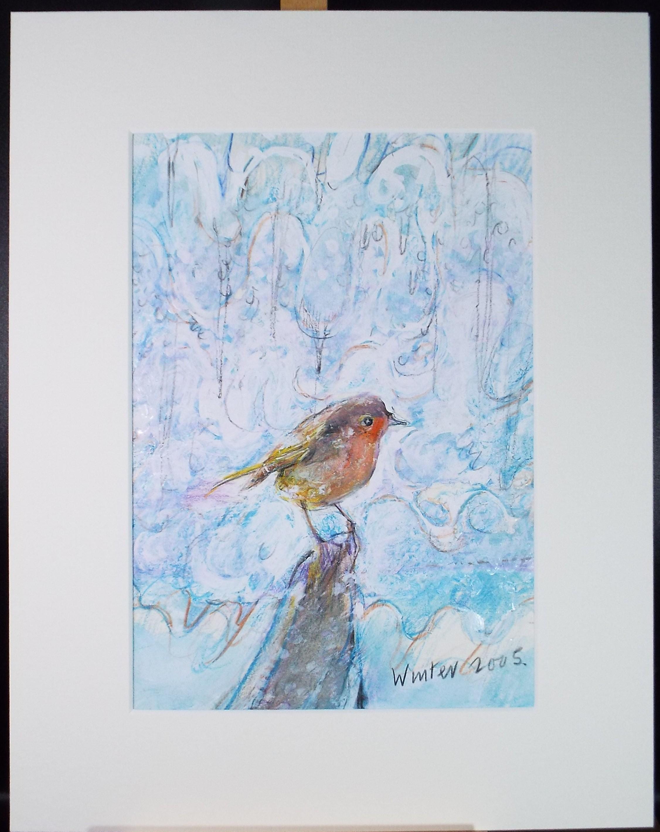 Original coloured pencil & Gouache,'Robin', 2005, John Gilbey Bowles (1929-2011)