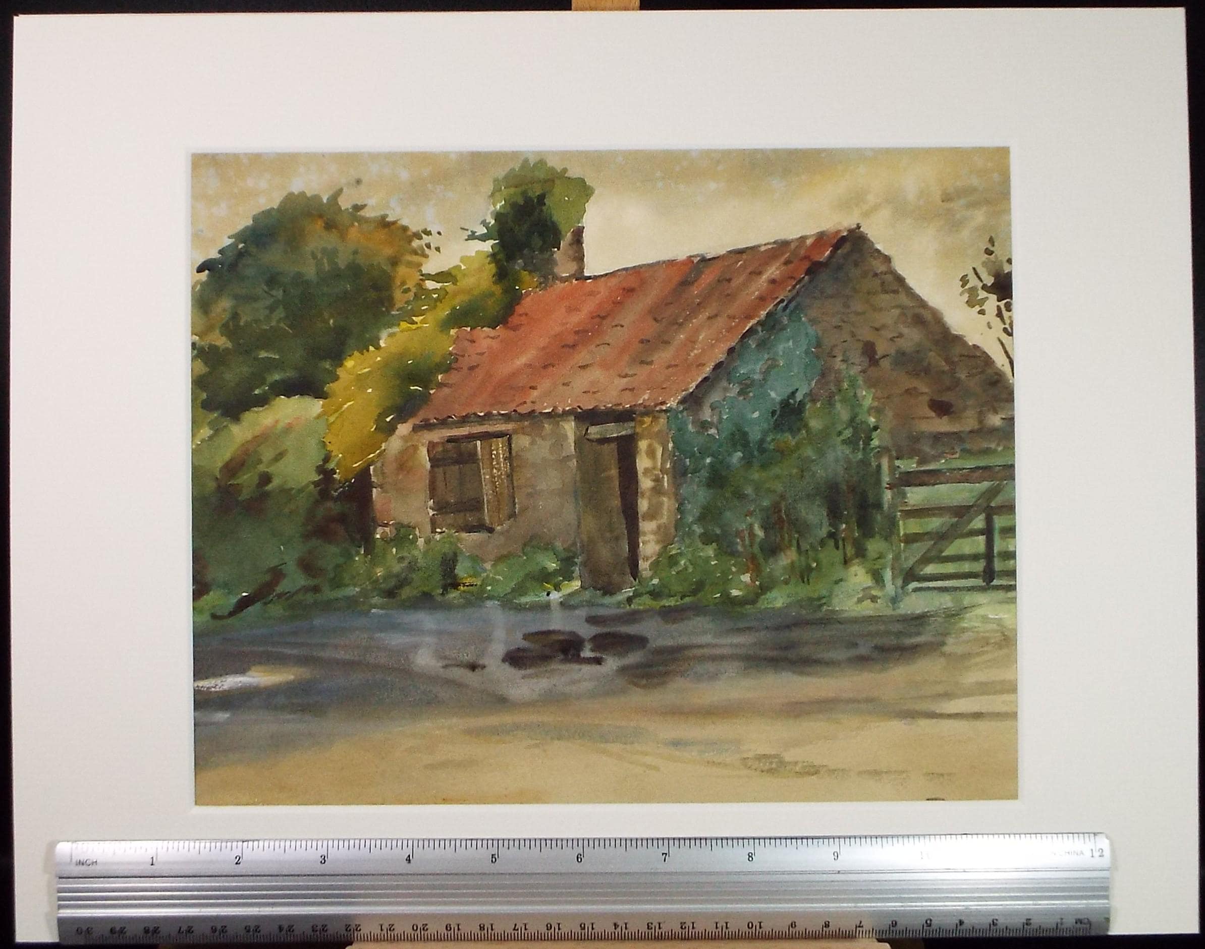 Original Watercolour, 'Barn Study', Circa 1930's