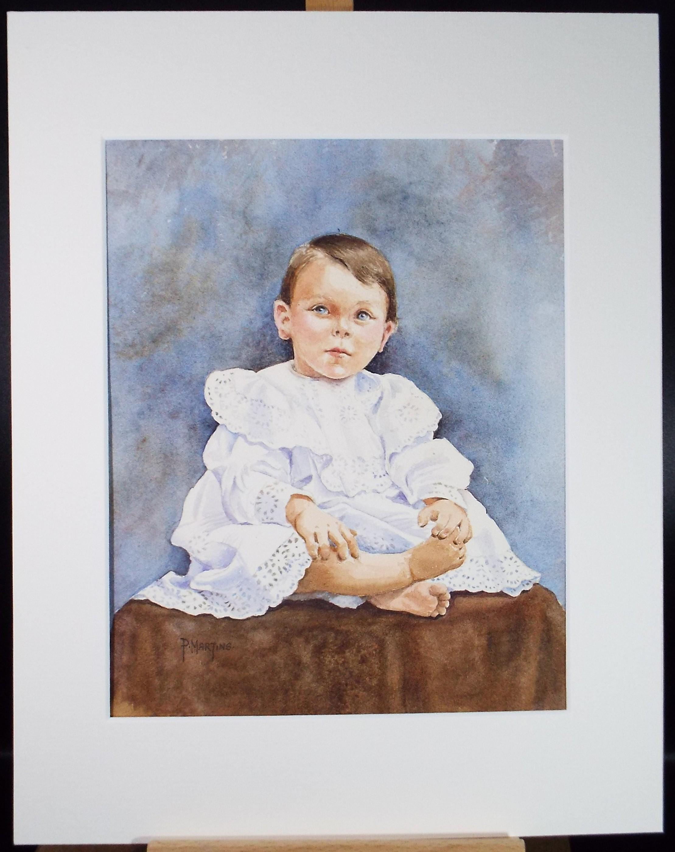 Original Watercolour, 'Albert's Christening', Circa 1990's, P Martin s.o.f.a