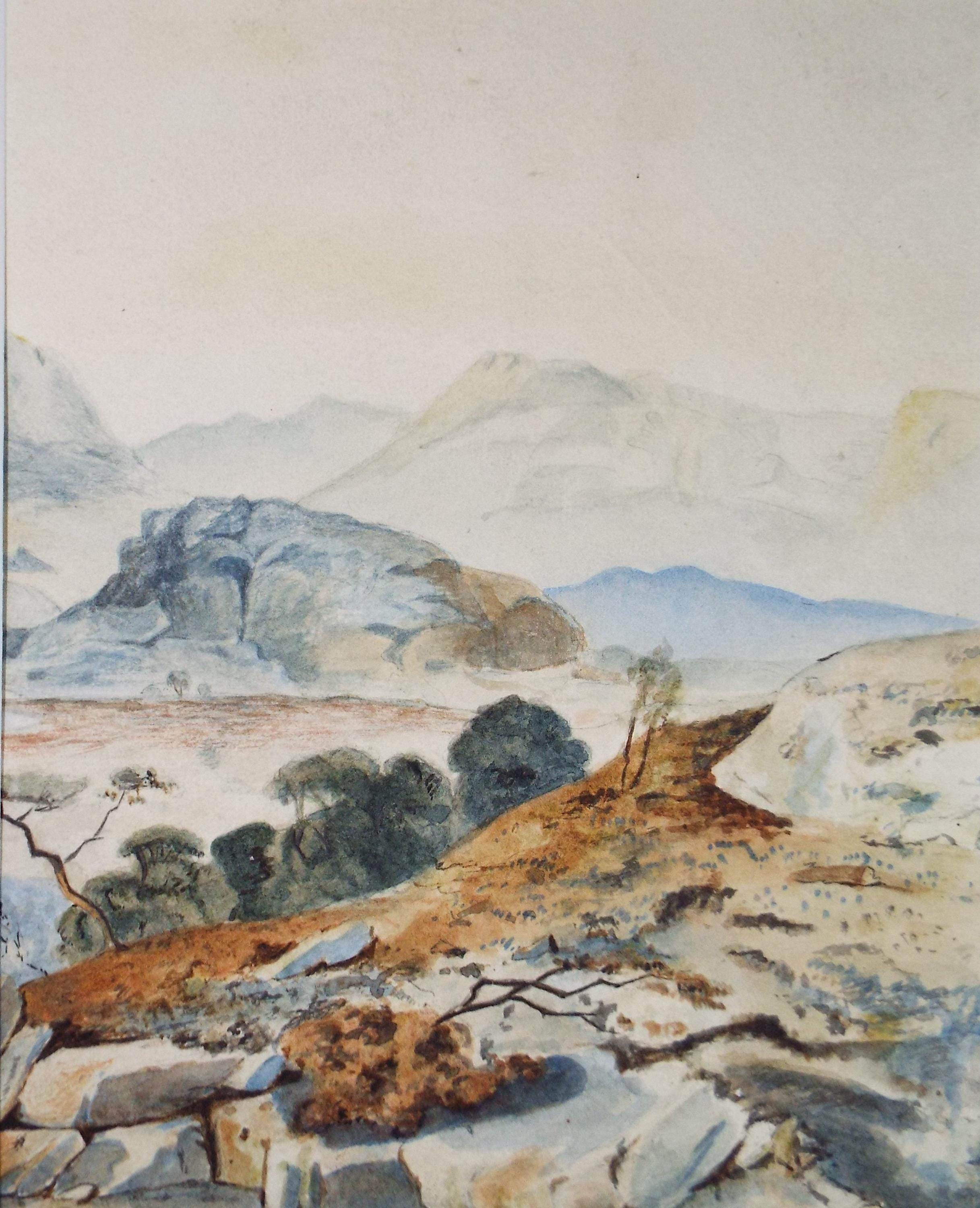 Original watercolour, 'Mountain landscape', Unknown Artist, circa 1920's