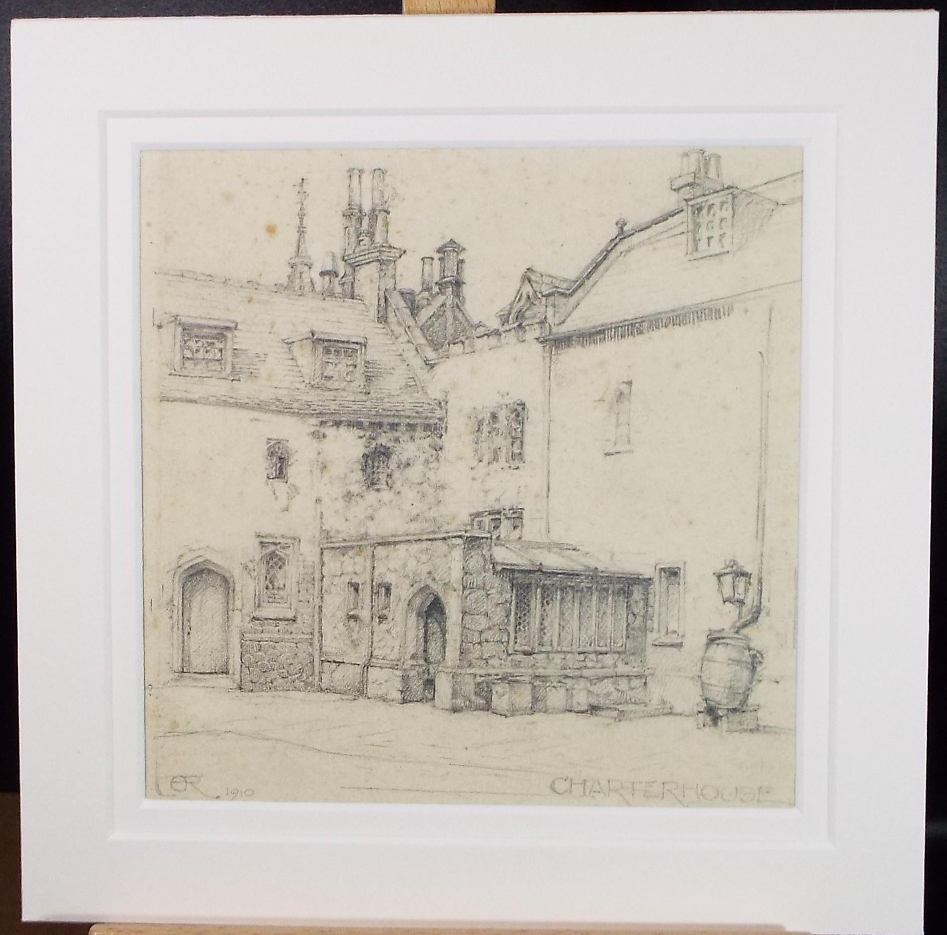 Original Pencil Drawing, 'Chaterhouse', Dated 1910, Initialled E.R.