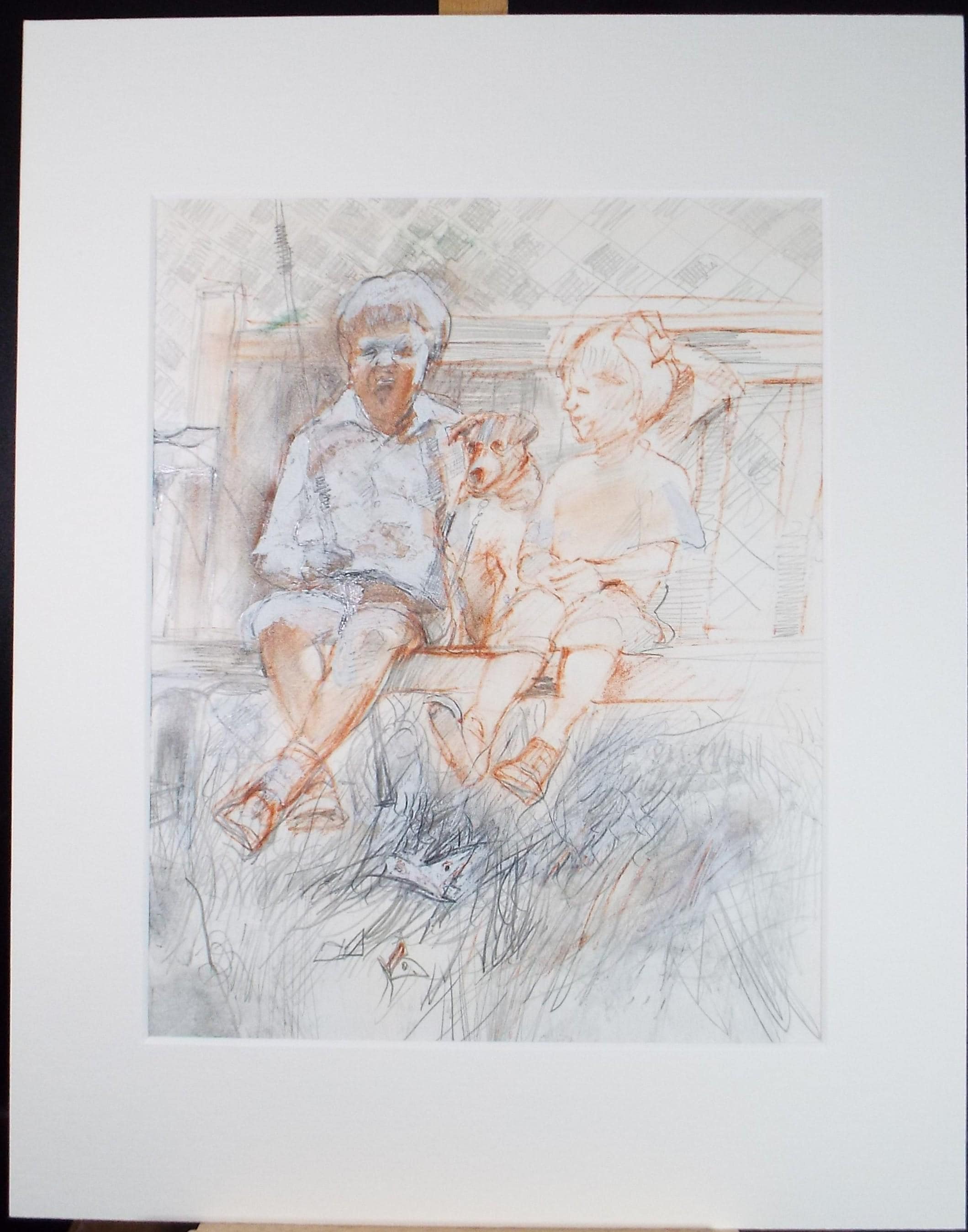 Original Mixed Media, 'Timeless jog of Childhood', John Gilbey Bowles (1929-2011), Circa 1990's