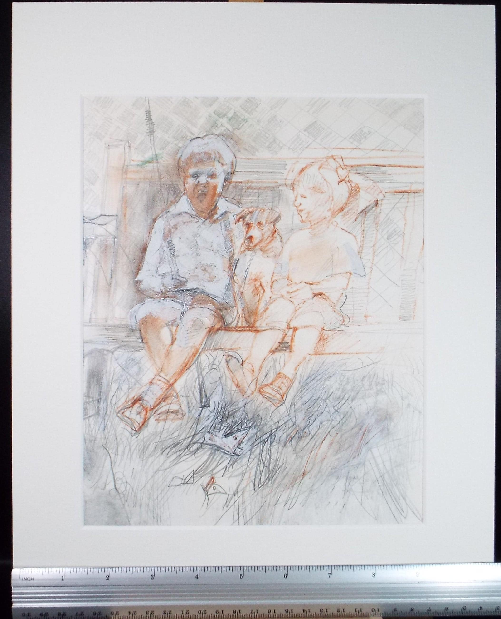 Original Mixed Media, 'Timeless jog of Childhood', John Gilbey Bowles (1929-2011), Circa 1990's