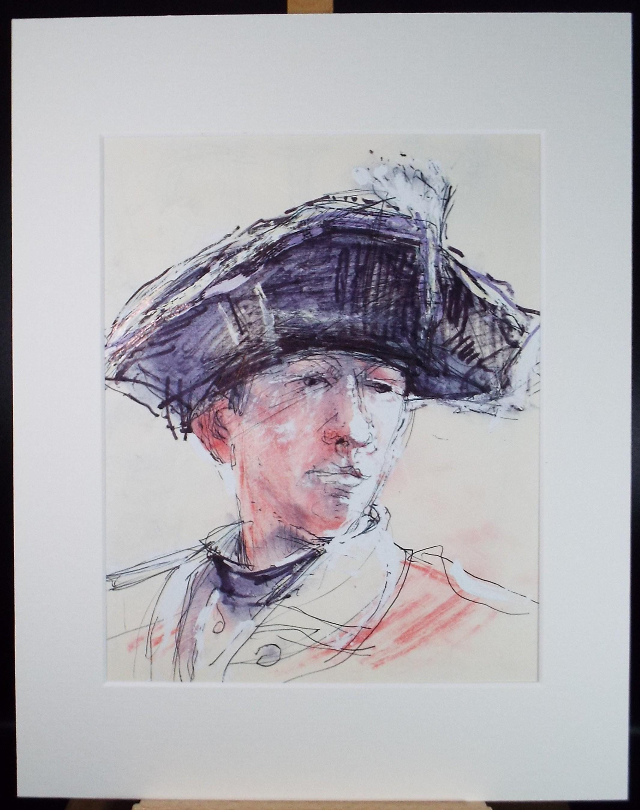 Original Mixed Media, 'Man in a Tricorn Hat', John Gilbey Bowles (1929-2011), Circa 1990's