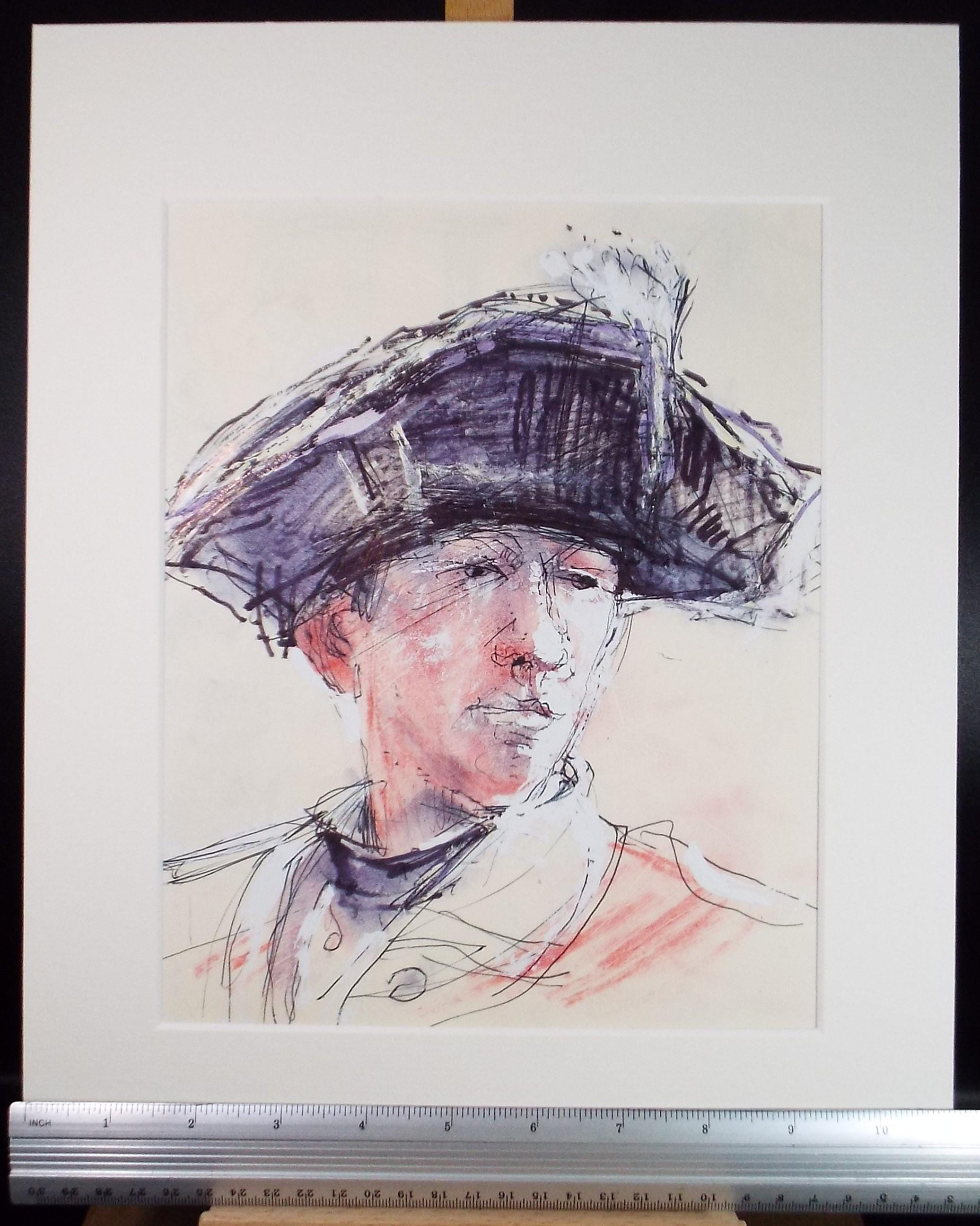 Original Mixed Media, 'Man in a Tricorn Hat', John Gilbey Bowles (1929-2011), Circa 1990's