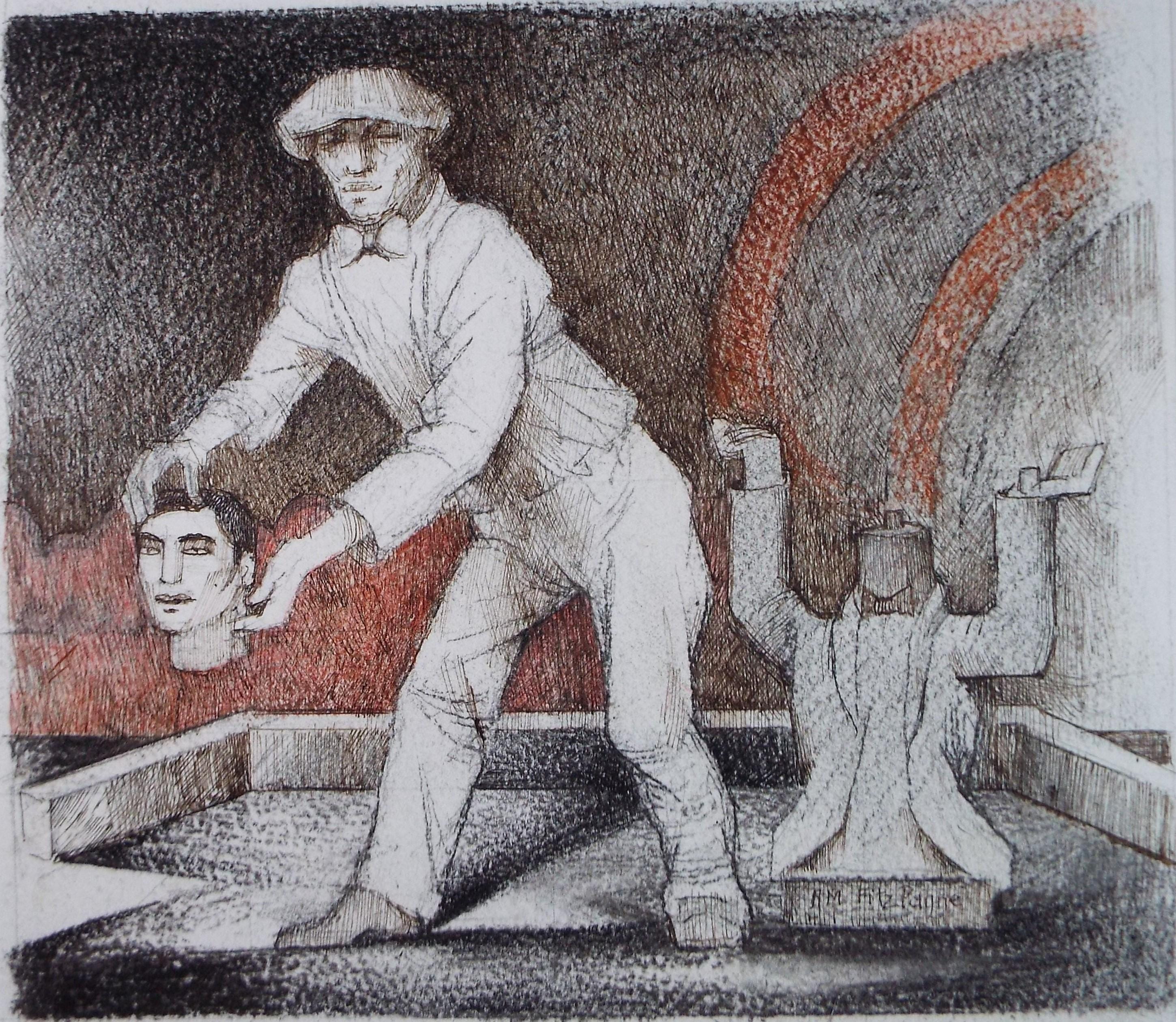 Original Coloured pencil and ink drawing, 'The illusionist', c1990s,Alice Mary Fitzpayne (b.1928)