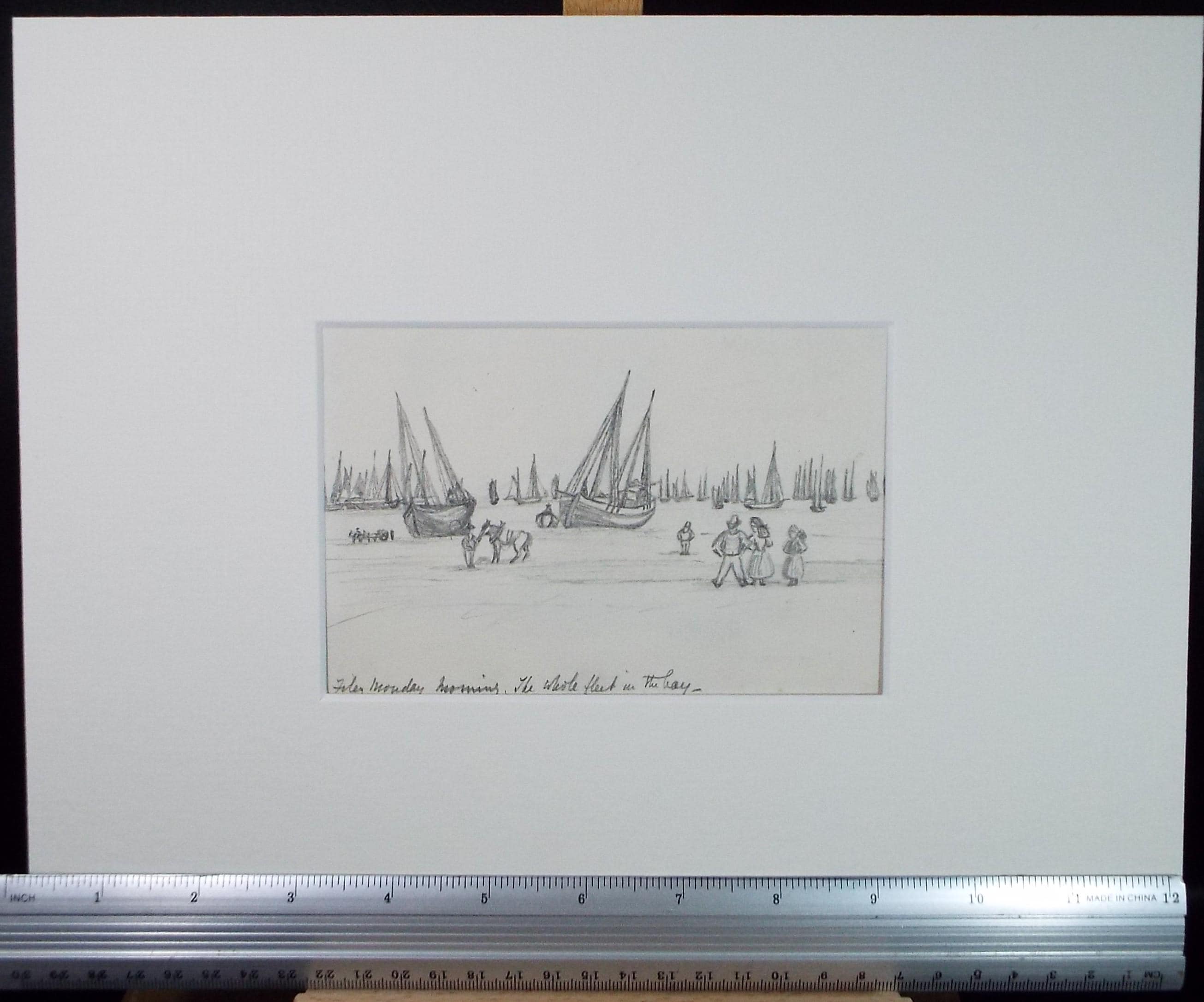 Original Pencil Drawing, 'Filey', Circa 1880's, Artist Unknown