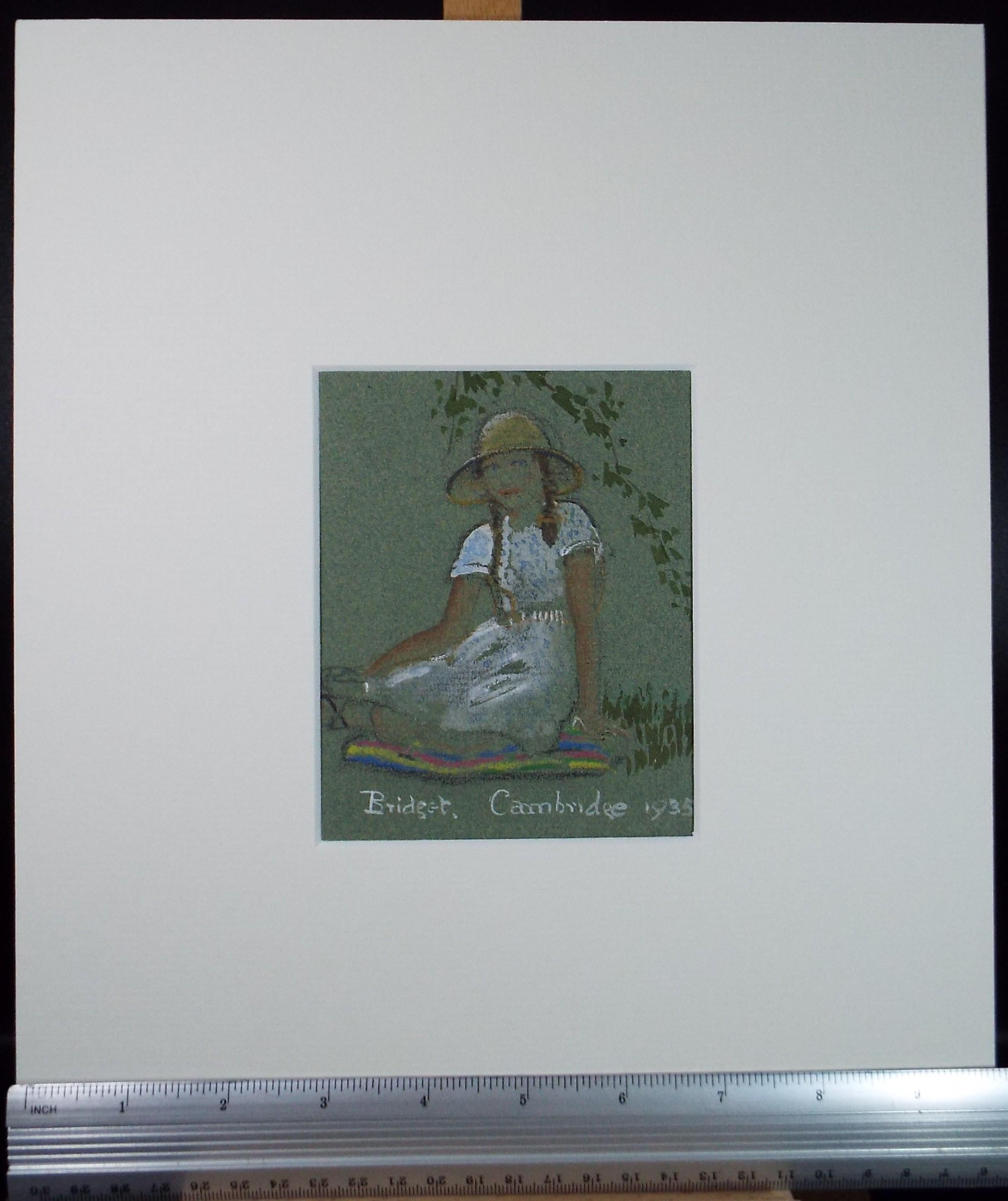 Original Watercolour, 'Bridget, Cambridge', dated 1935, Unknown Artist