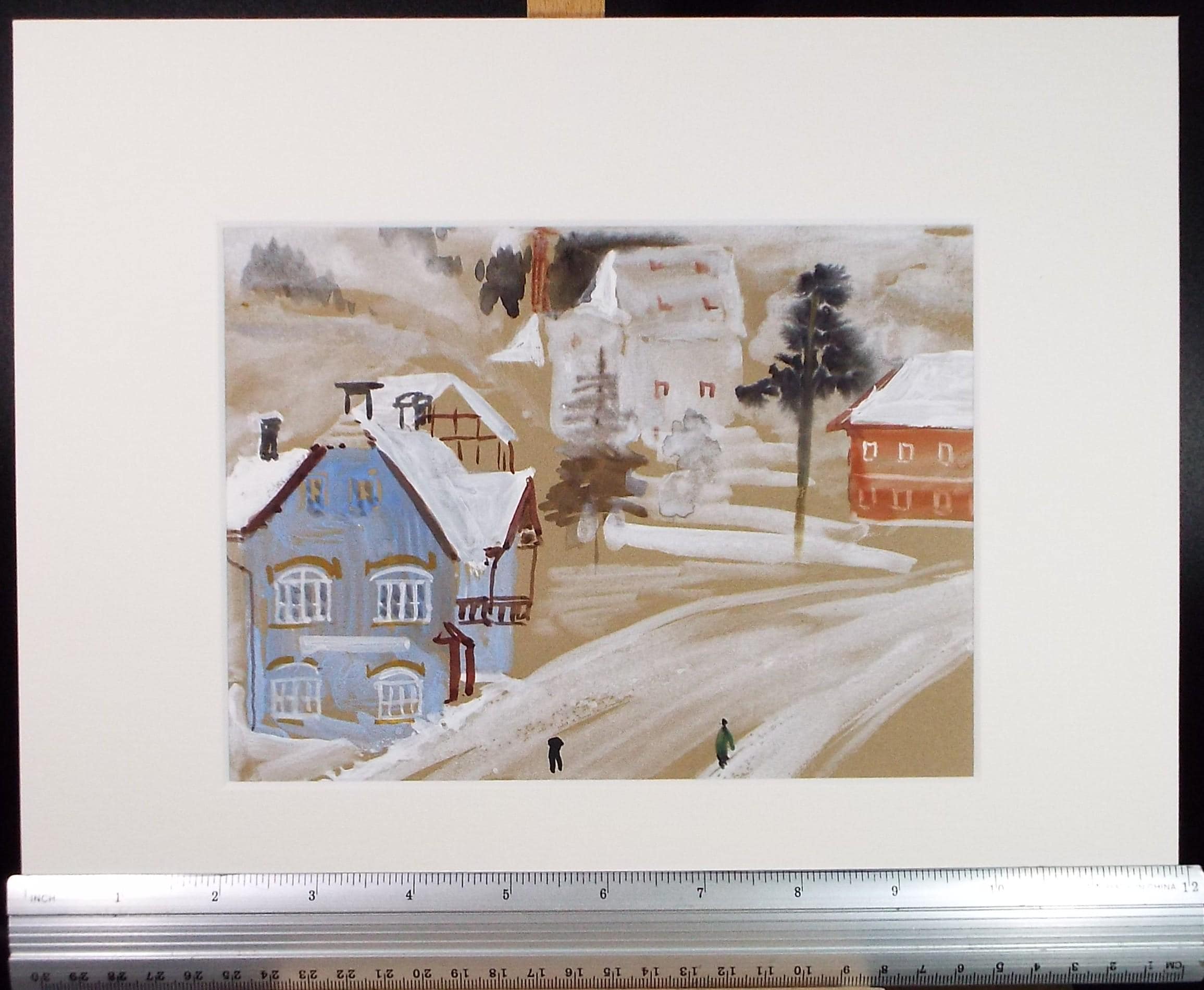 Original Watercolour, 'Alpine Village', c1930's, Unknown Artist