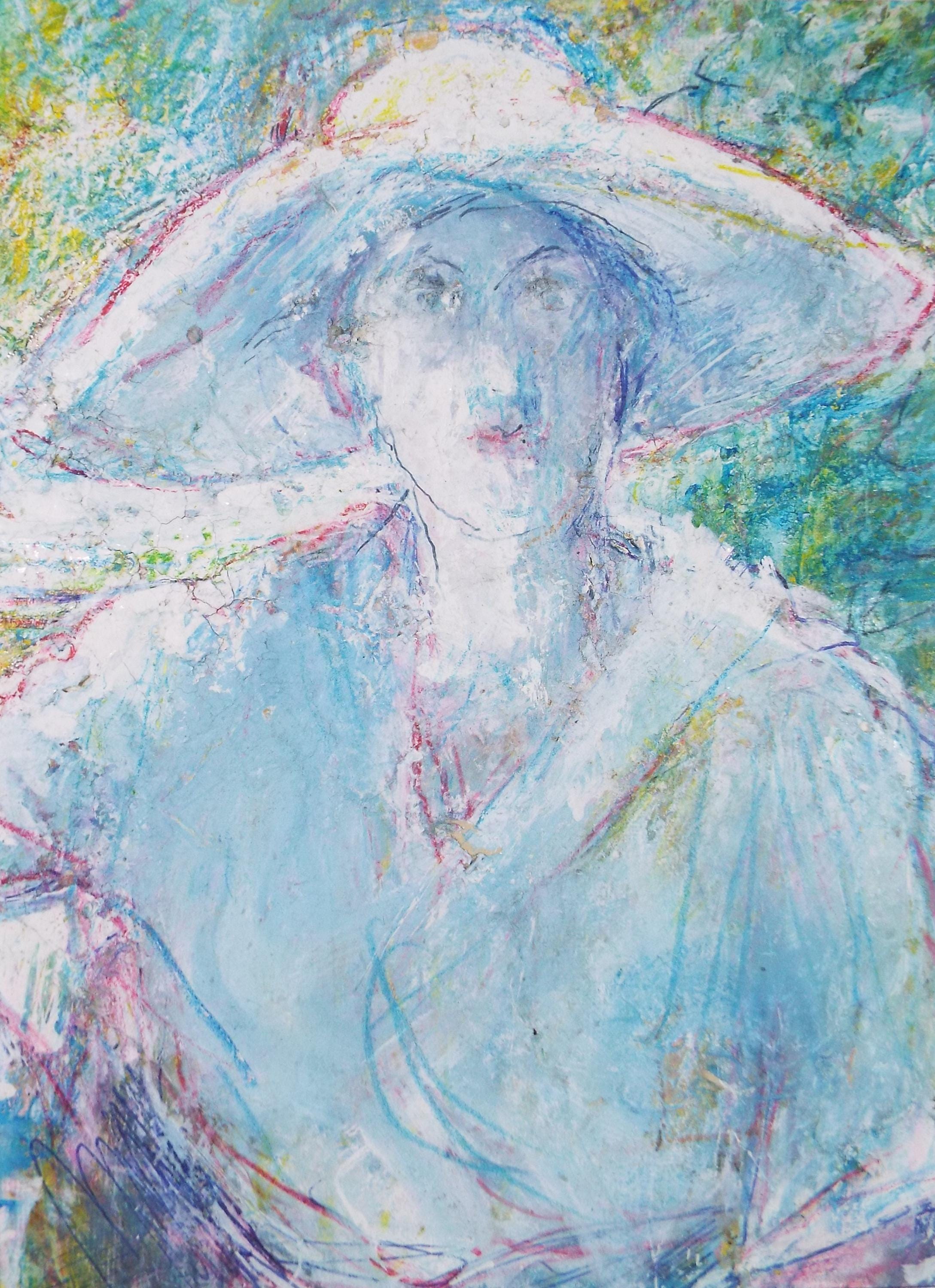 Original mixed media,'Woman in a hat', circa 1990's, John Gilbey Bowles (1929-2011)