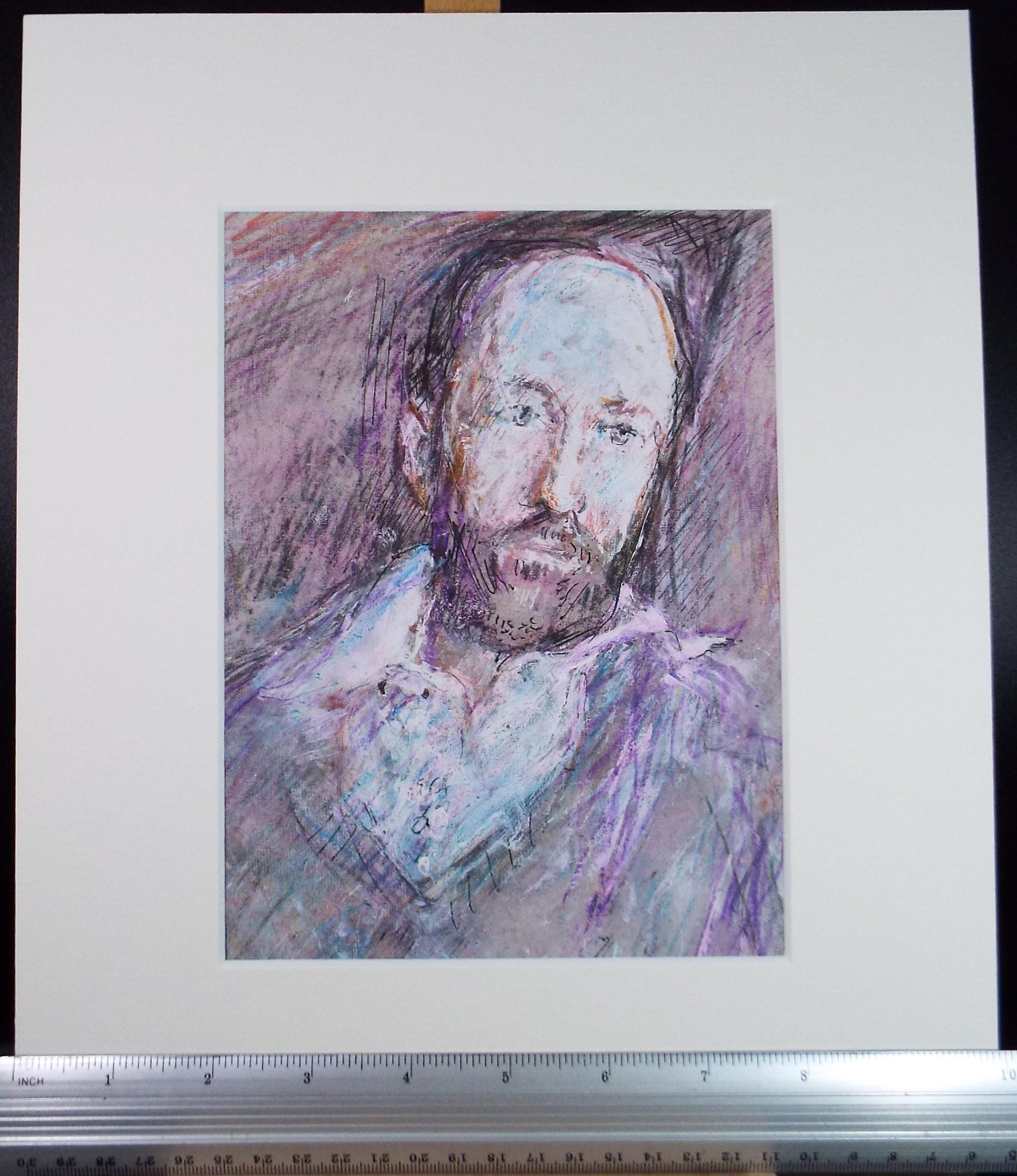 Original mixed media,'Bearded Man', circa 1990's, John Gilbey Bowles (1929-2011)
