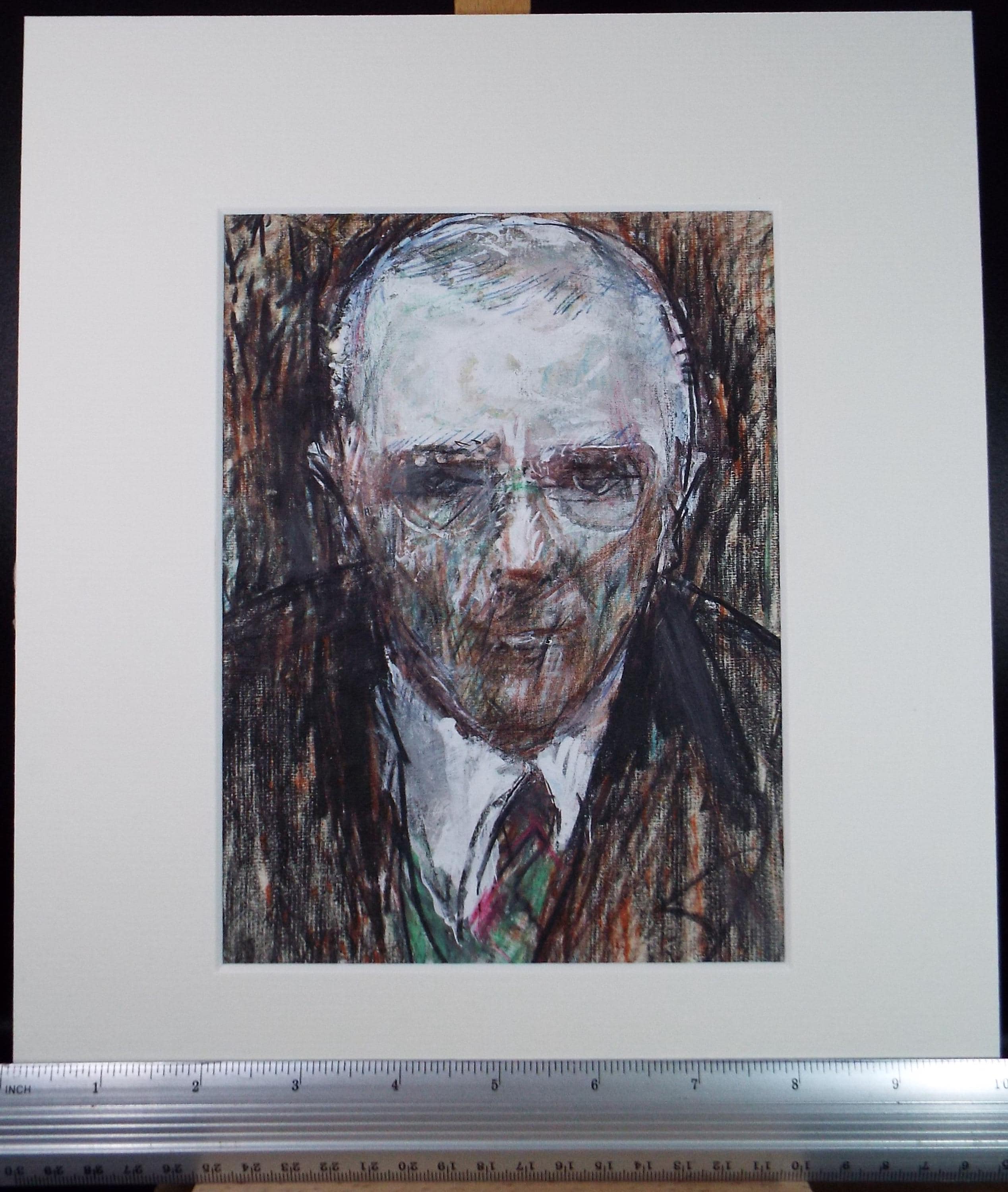 Original mixed media,'Portrait of a man', circa 1990's, John Gilbey Bowles (1929-2011)