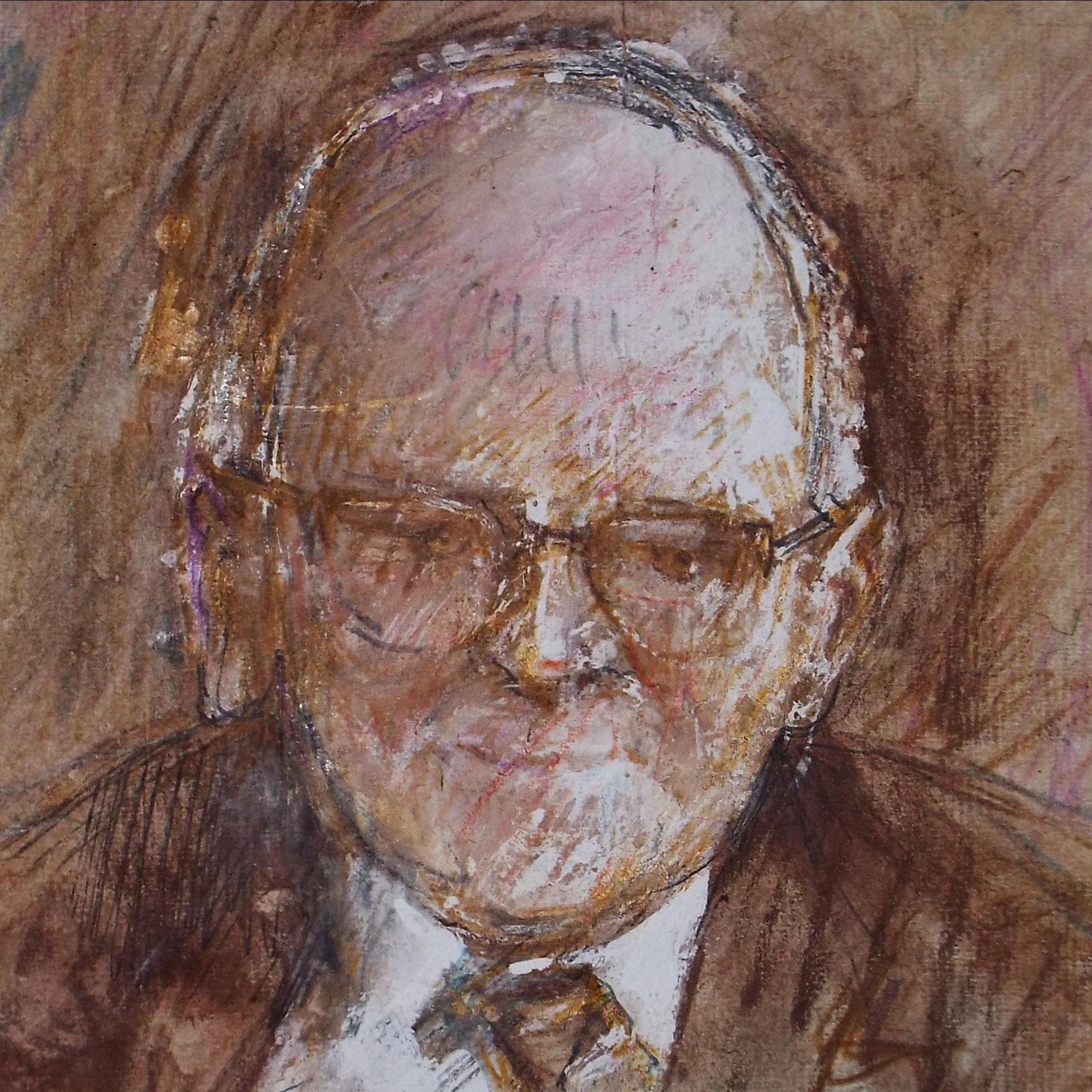 Original mixed media,'Portrait of a man', circa 1990's, John Gilbey Bowles (1929-2011)