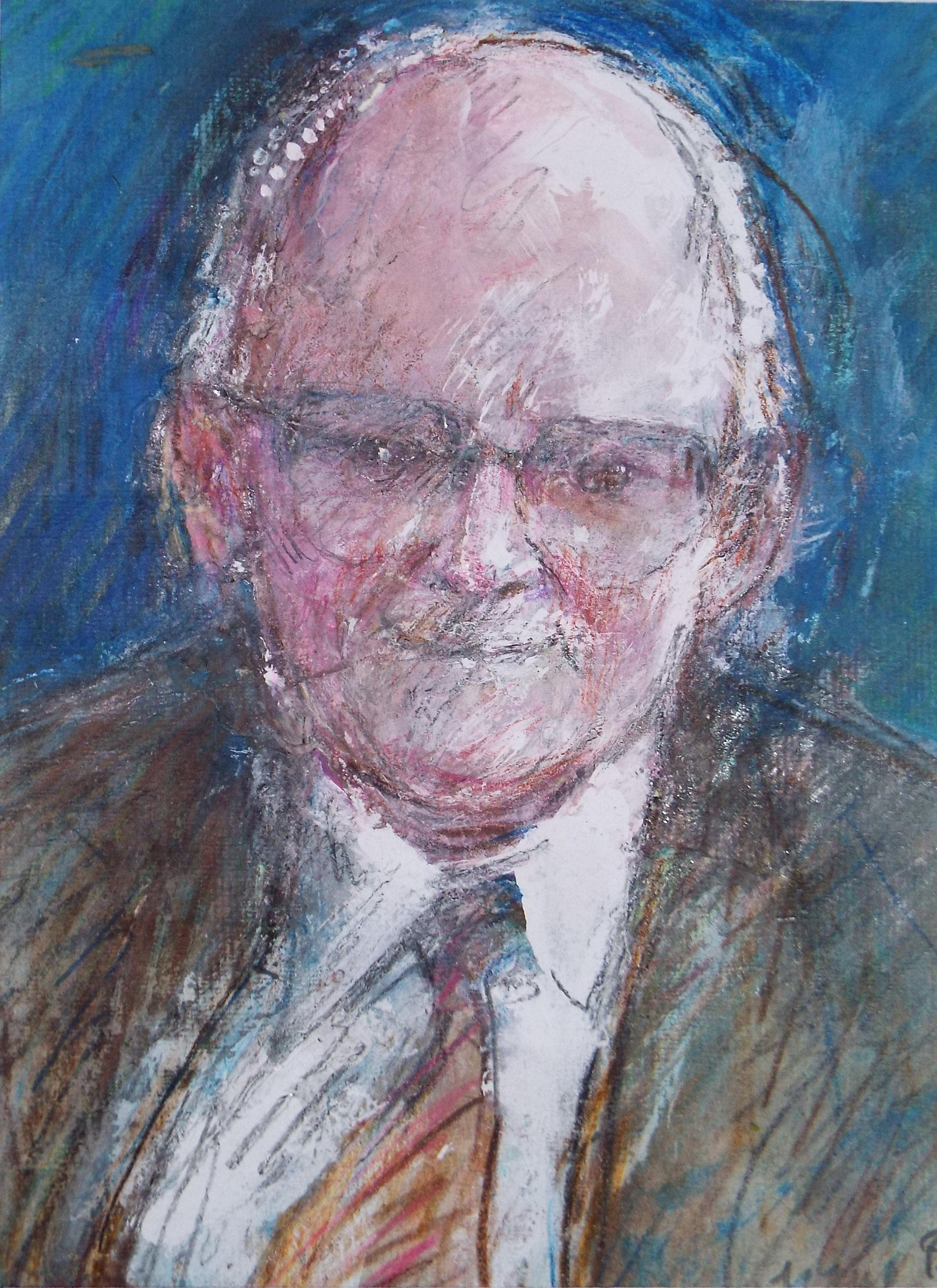 Original mixed media,'Portrait of a man', circa 1990's, John Gilbey Bowles (1929-2011)
