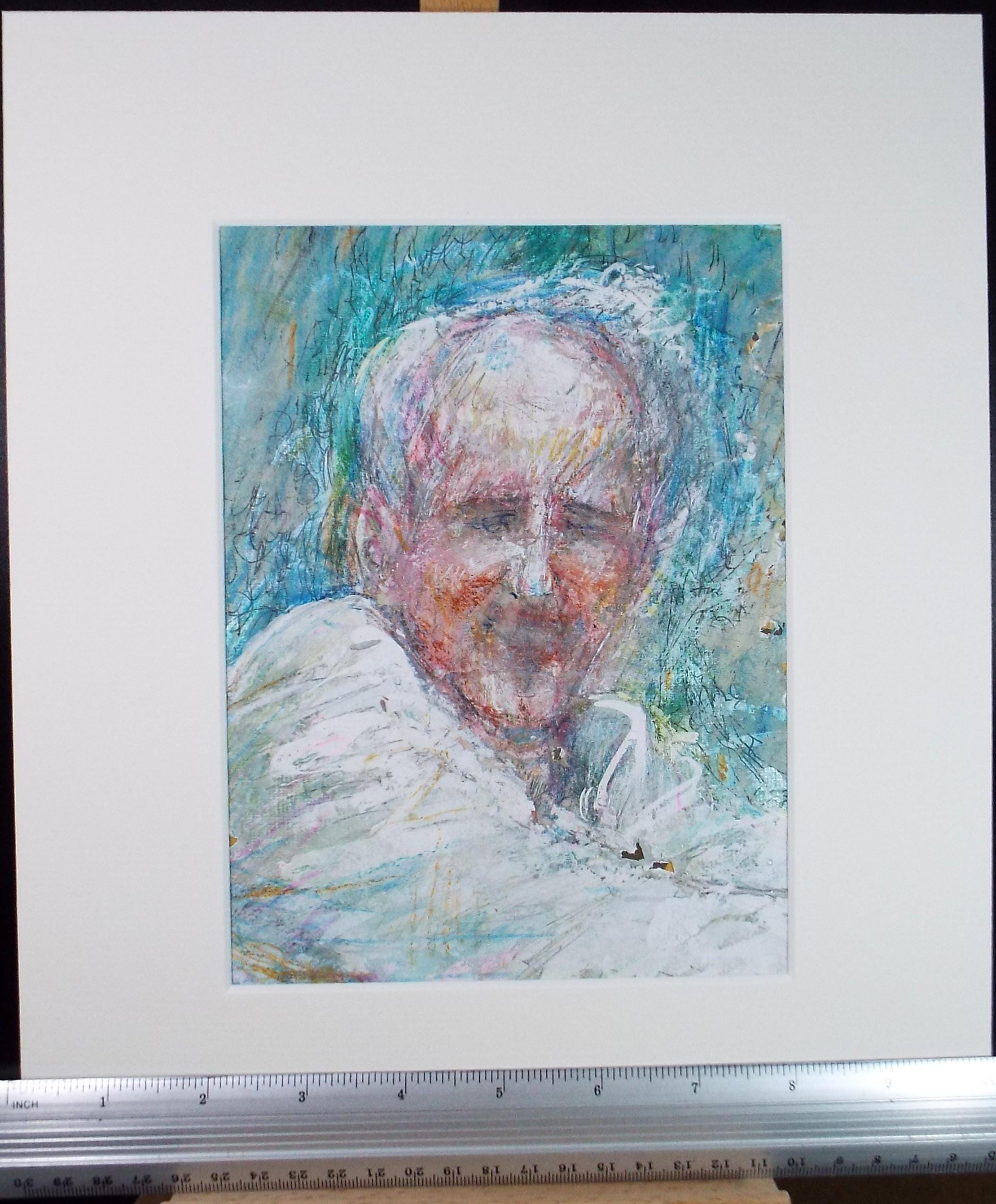 Original mixed media,'Portrait of a man', circa 1990's, John Gilbey Bowles (1929-2011)