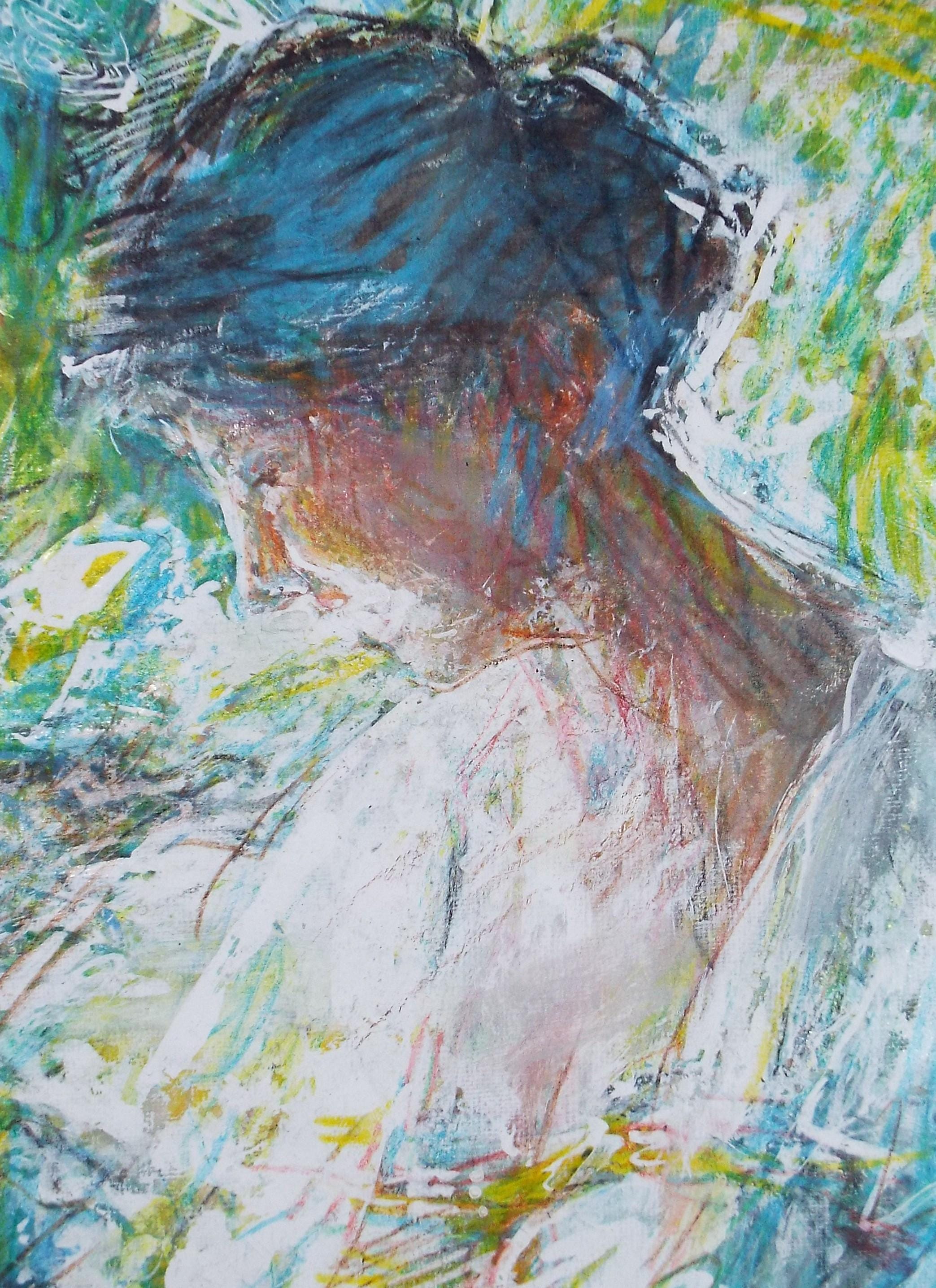 Original mixed media,'Portrait of a woman', circa 1990's, John Gilbey Bowles (1929-2011)