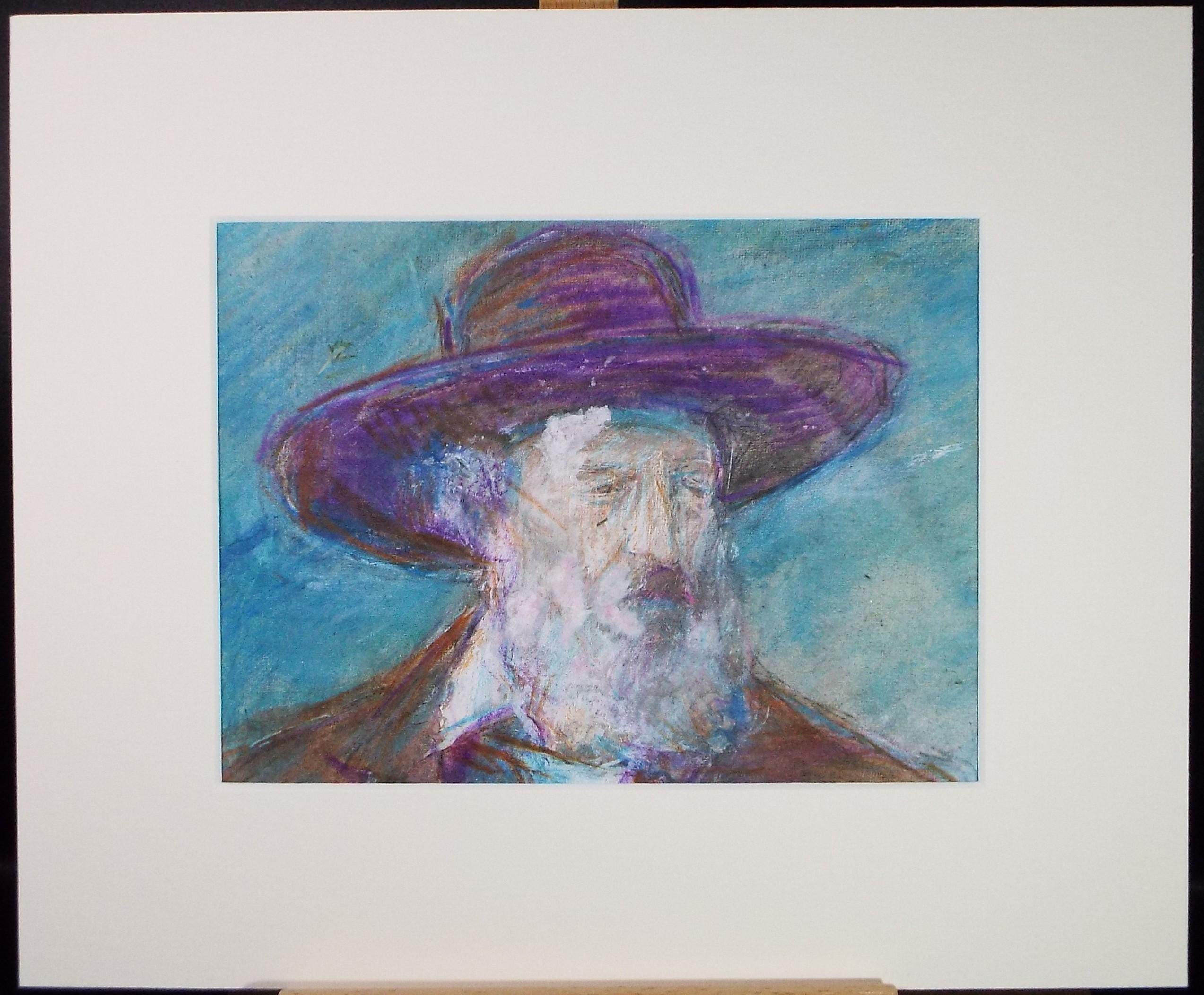 Original mixed media,'Portrait of a Man in a hat', circa 1990's, John Gilbey Bowles (1929-2011)