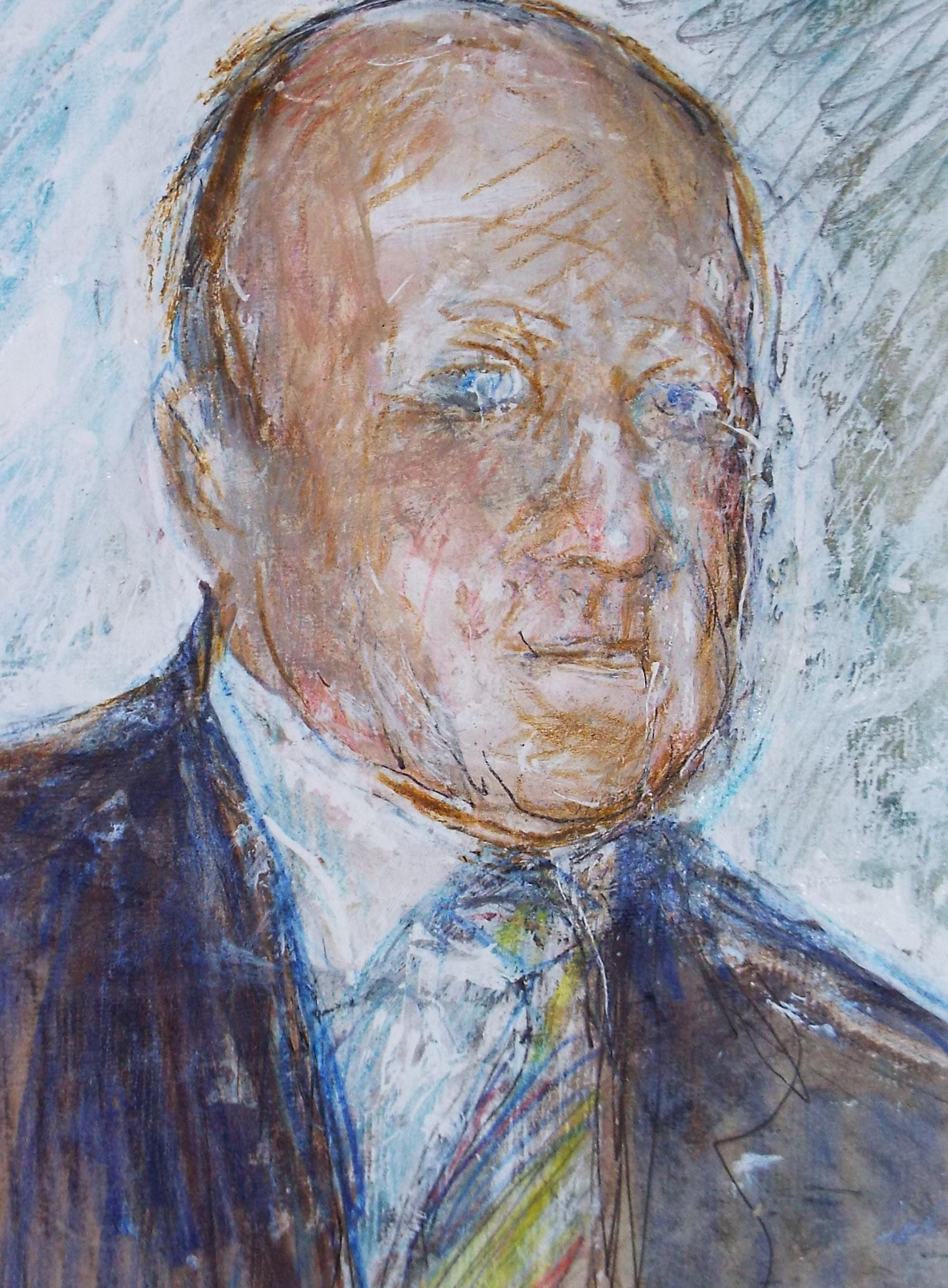 Original mixed media,'Portrait of a man', circa 1990's, John Gilbey Bowles (1929-2011)