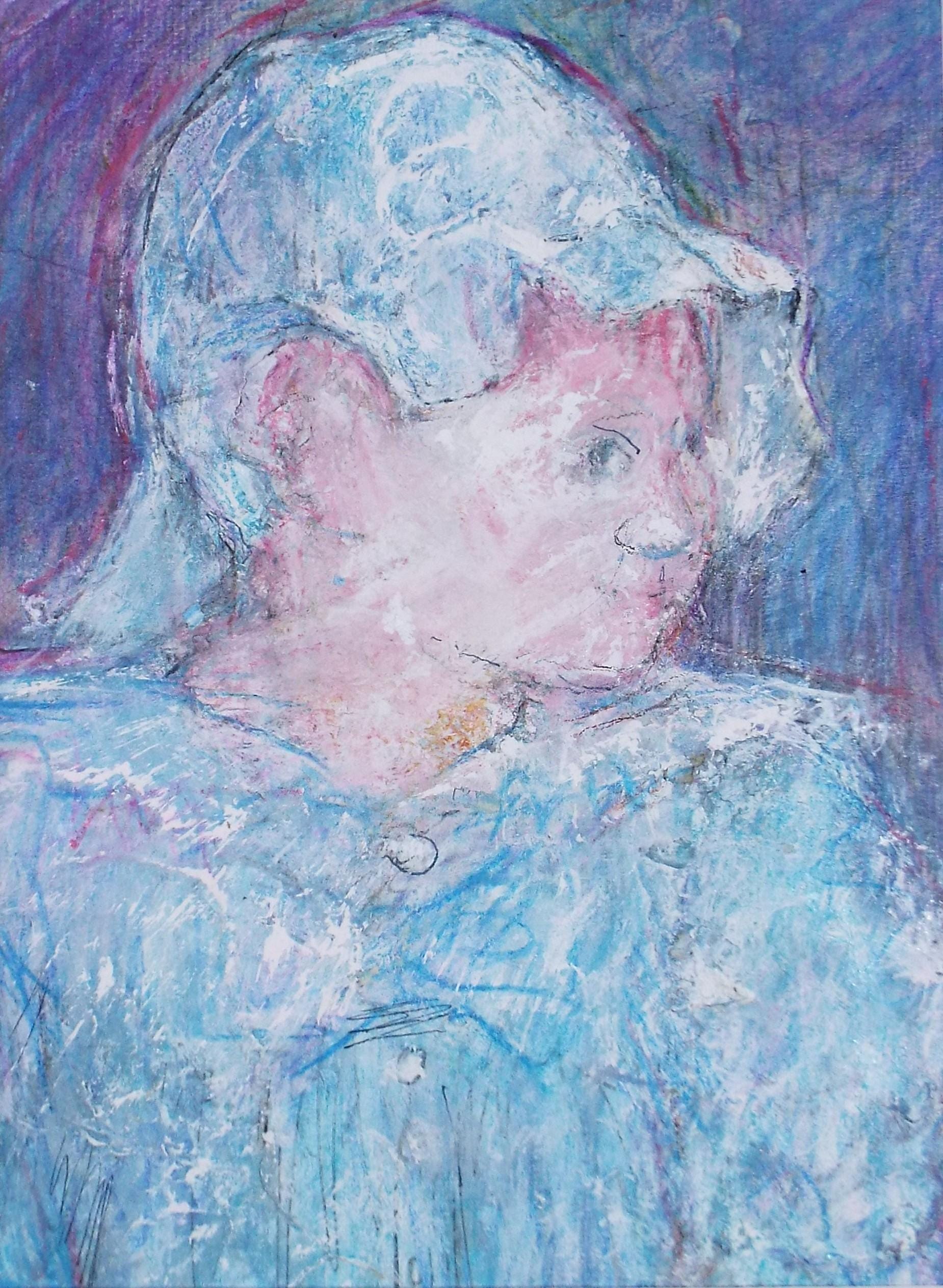 Original mixed media,'Portrait of a child', circa 1990's, John Gilbey Bowles (1929-2011)