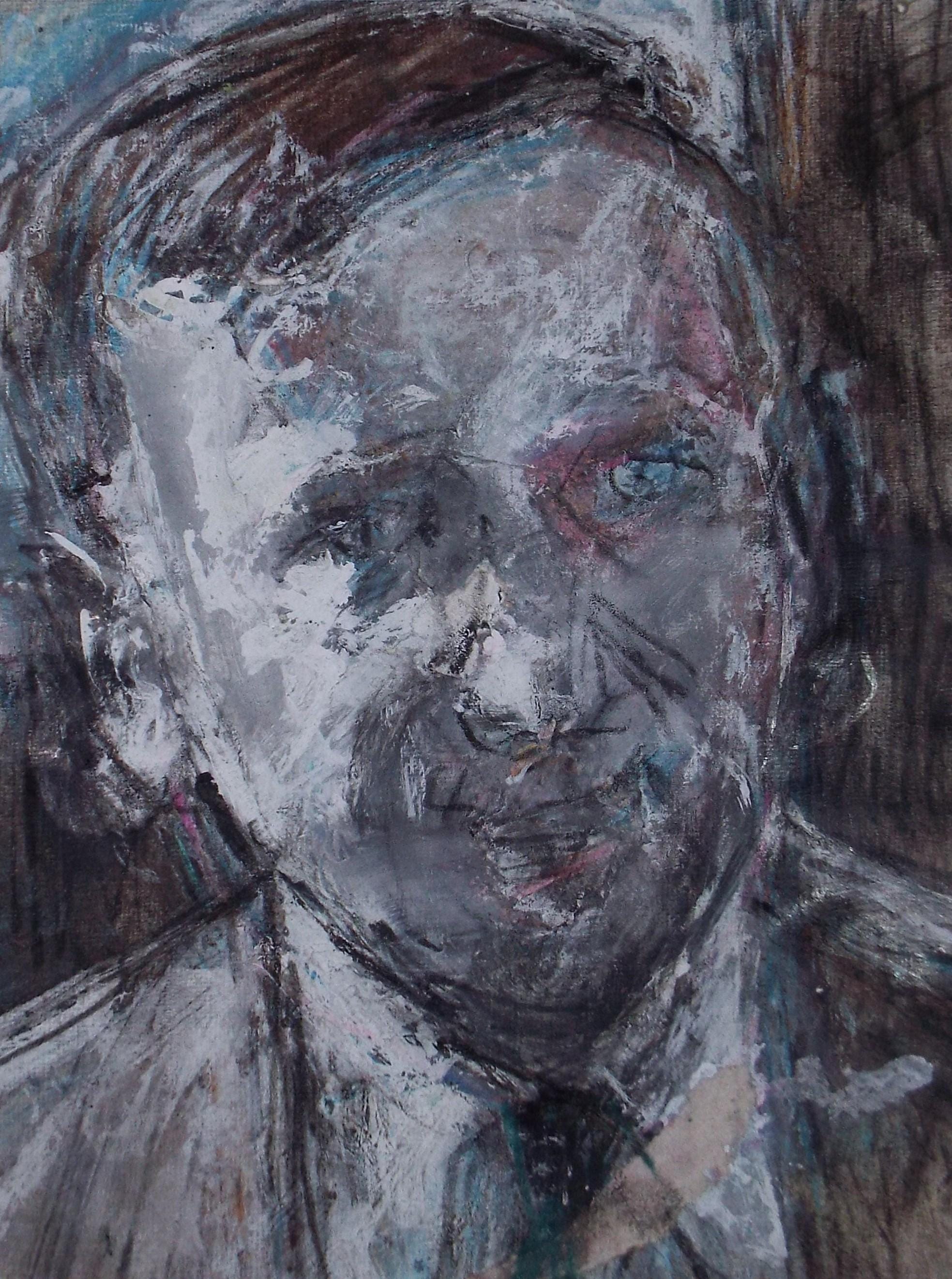 Original mixed media,'Portrait of a man', circa 1990's, John Gilbey Bowles (1929-2011)