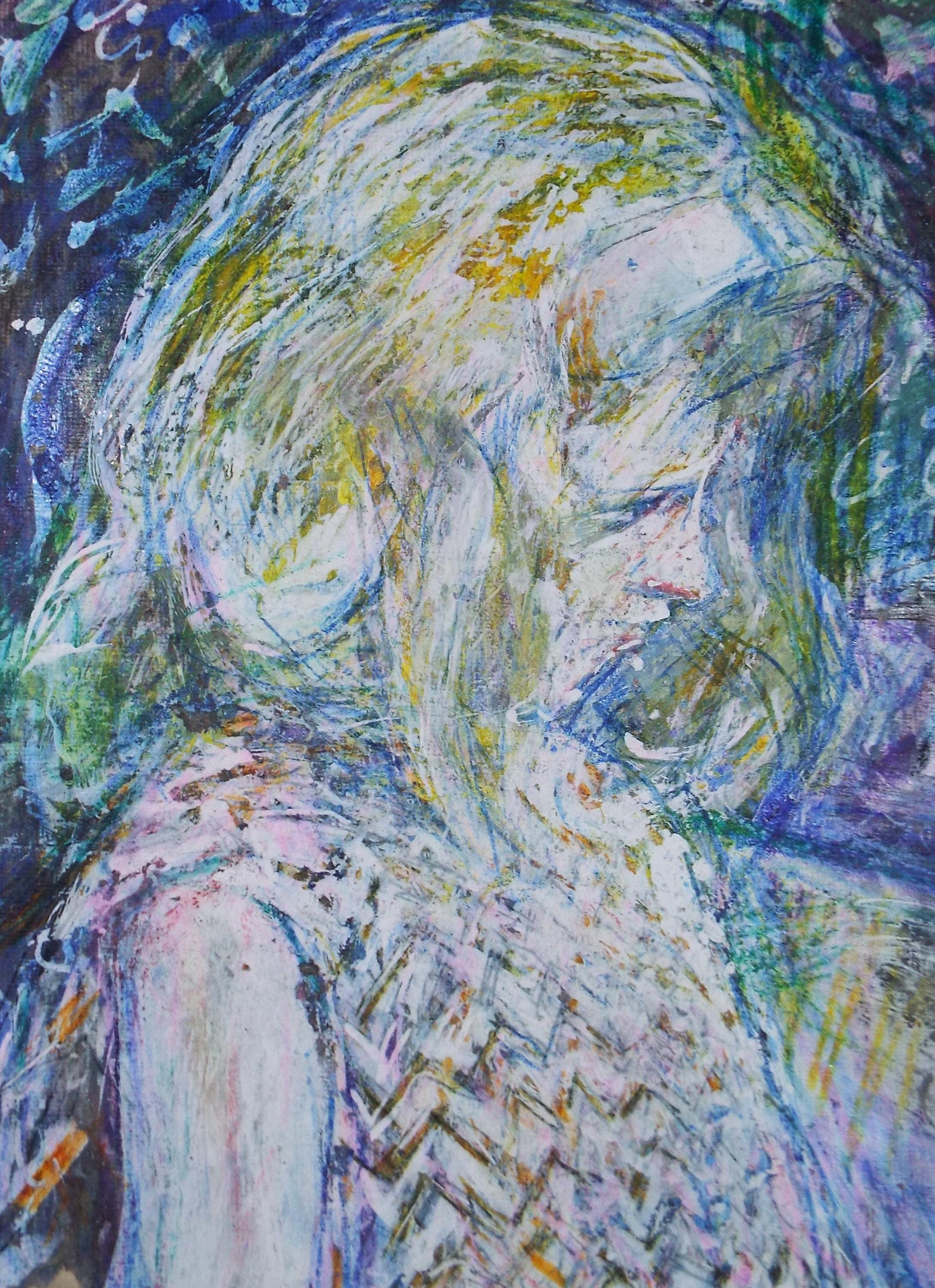 Original mixed media,'Portrait of a girl', circa 1990's, John Gilbey Bowles (1929-2011)