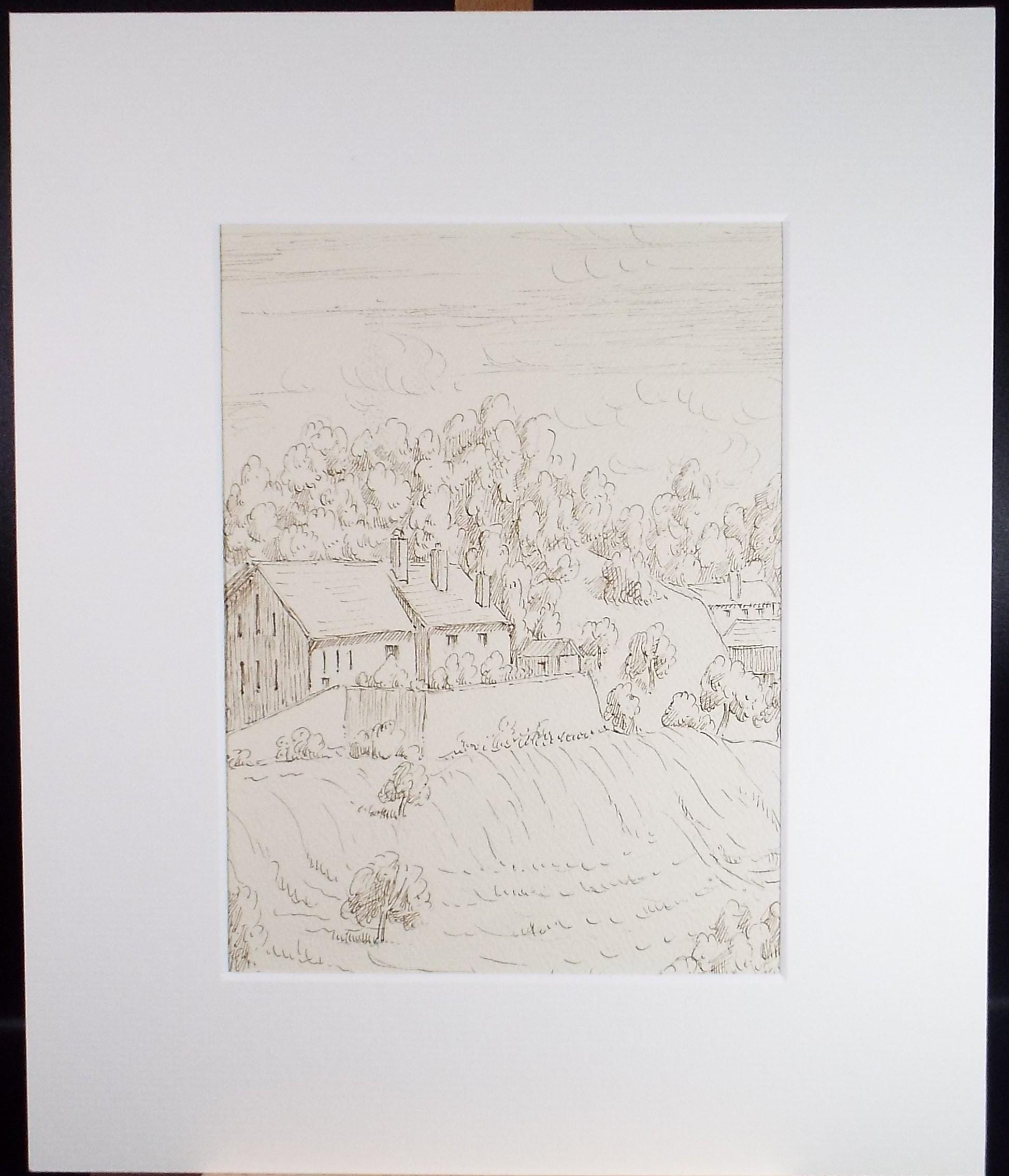 Original pen & Ink drawing, 'Vaud', Cicely Glyn de Beers (1891-1973), Dated 1956