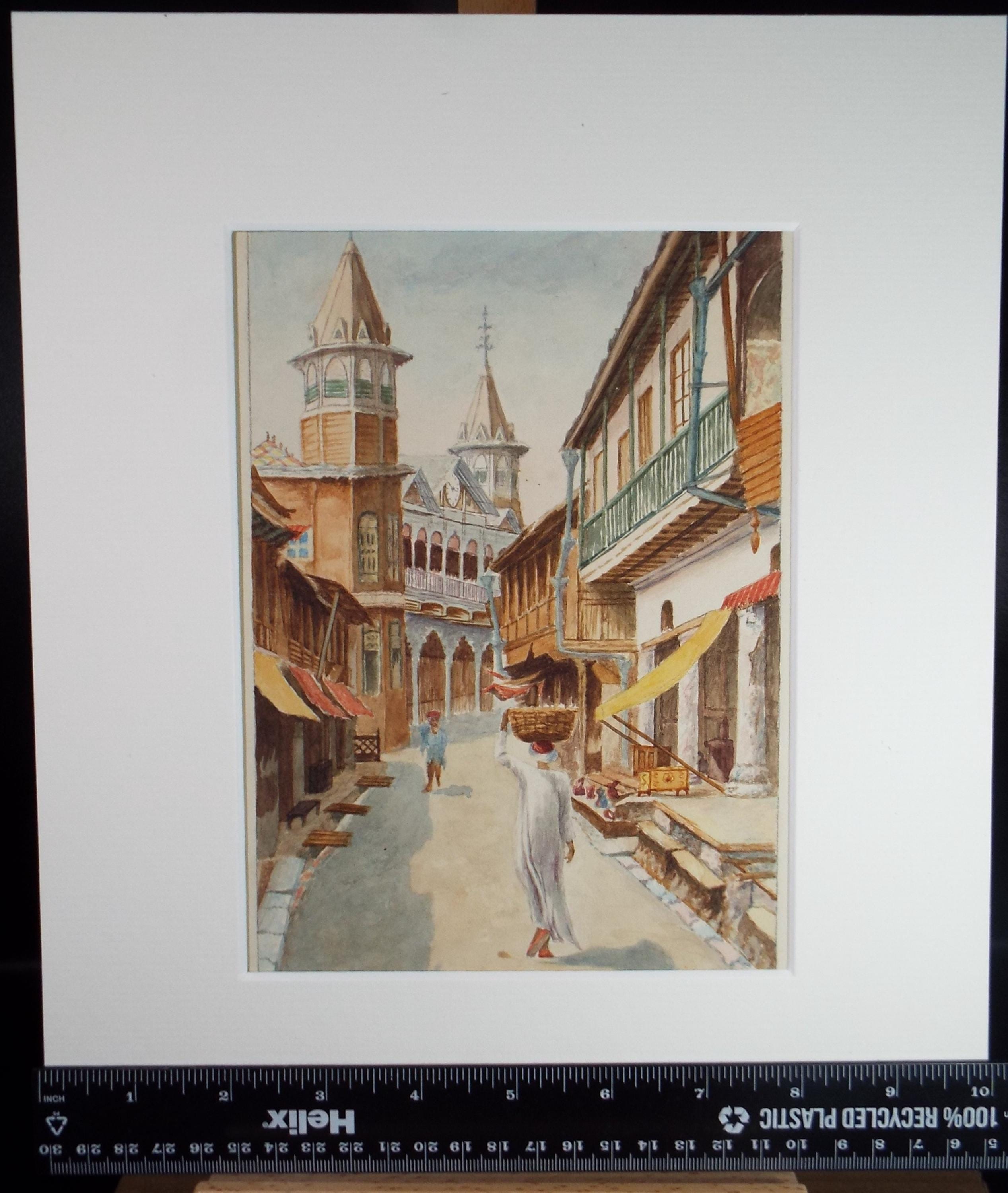 Original Watercolour, 'North African Street Scene',c1940's, Unkown Artist