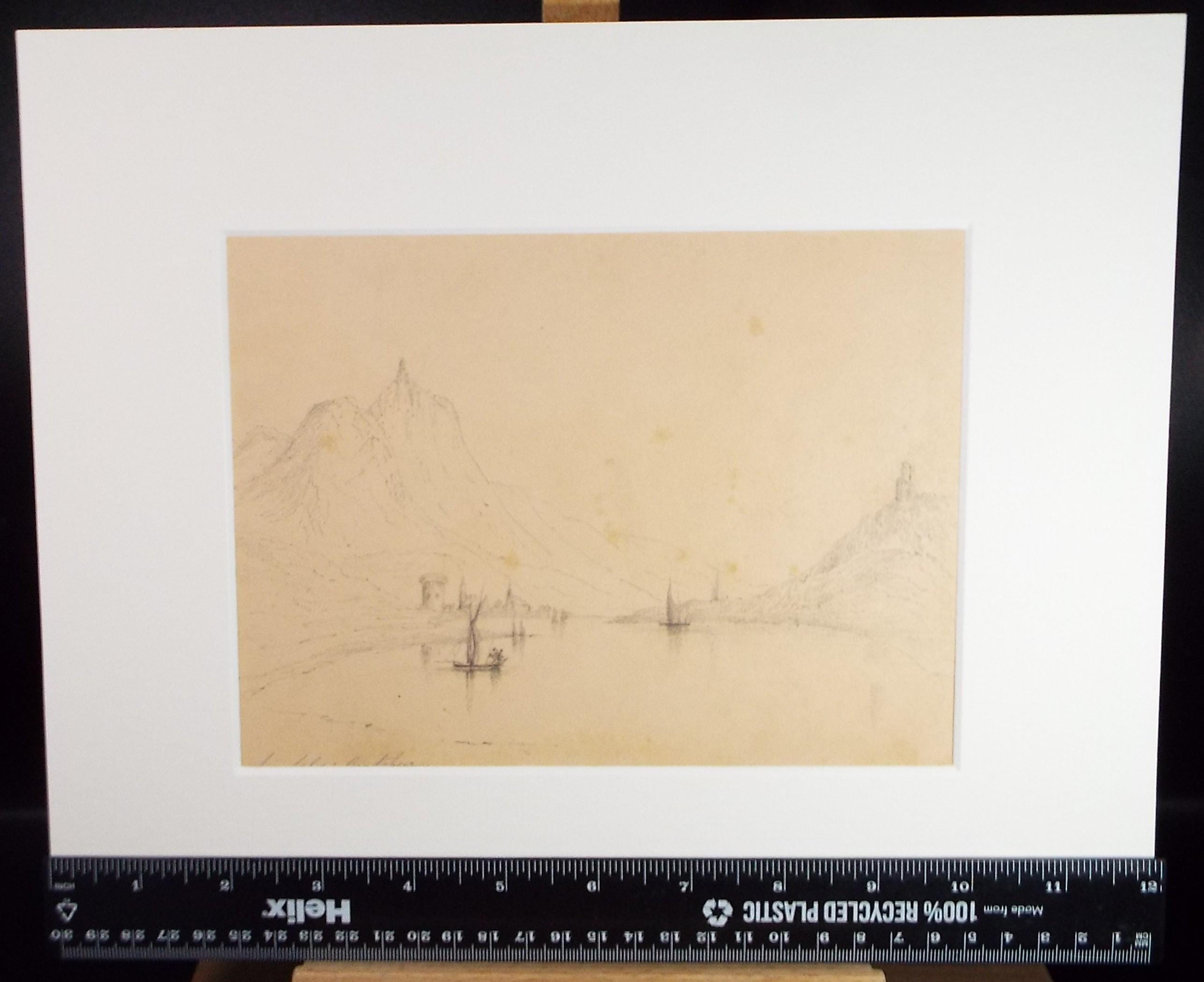 Pencil Drawing,'Drachenfels', Mid 19th Century, Unknown Artist