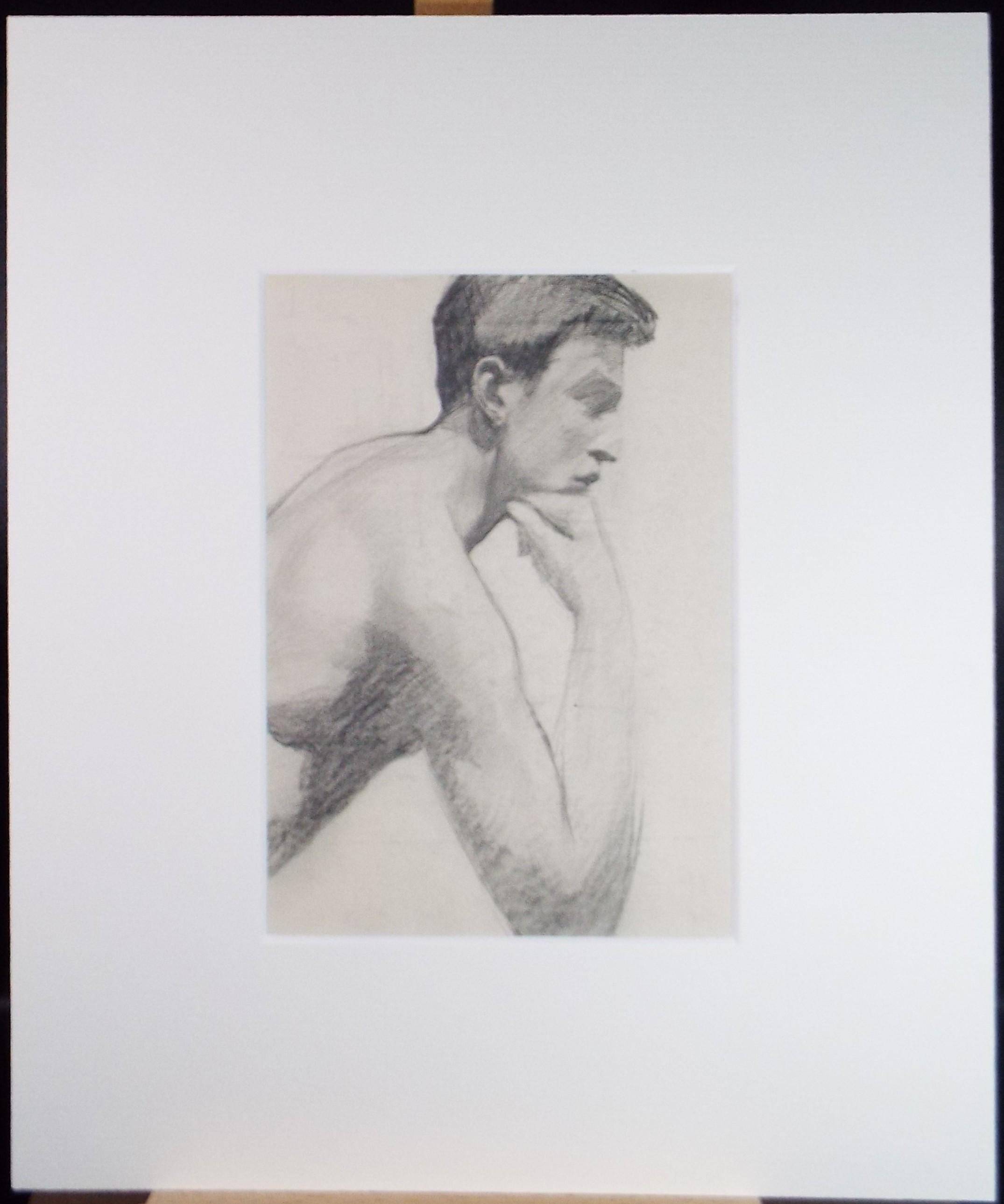 Original pencil Sketch,'Portrait of a Man', Artist unknown, circa 1900