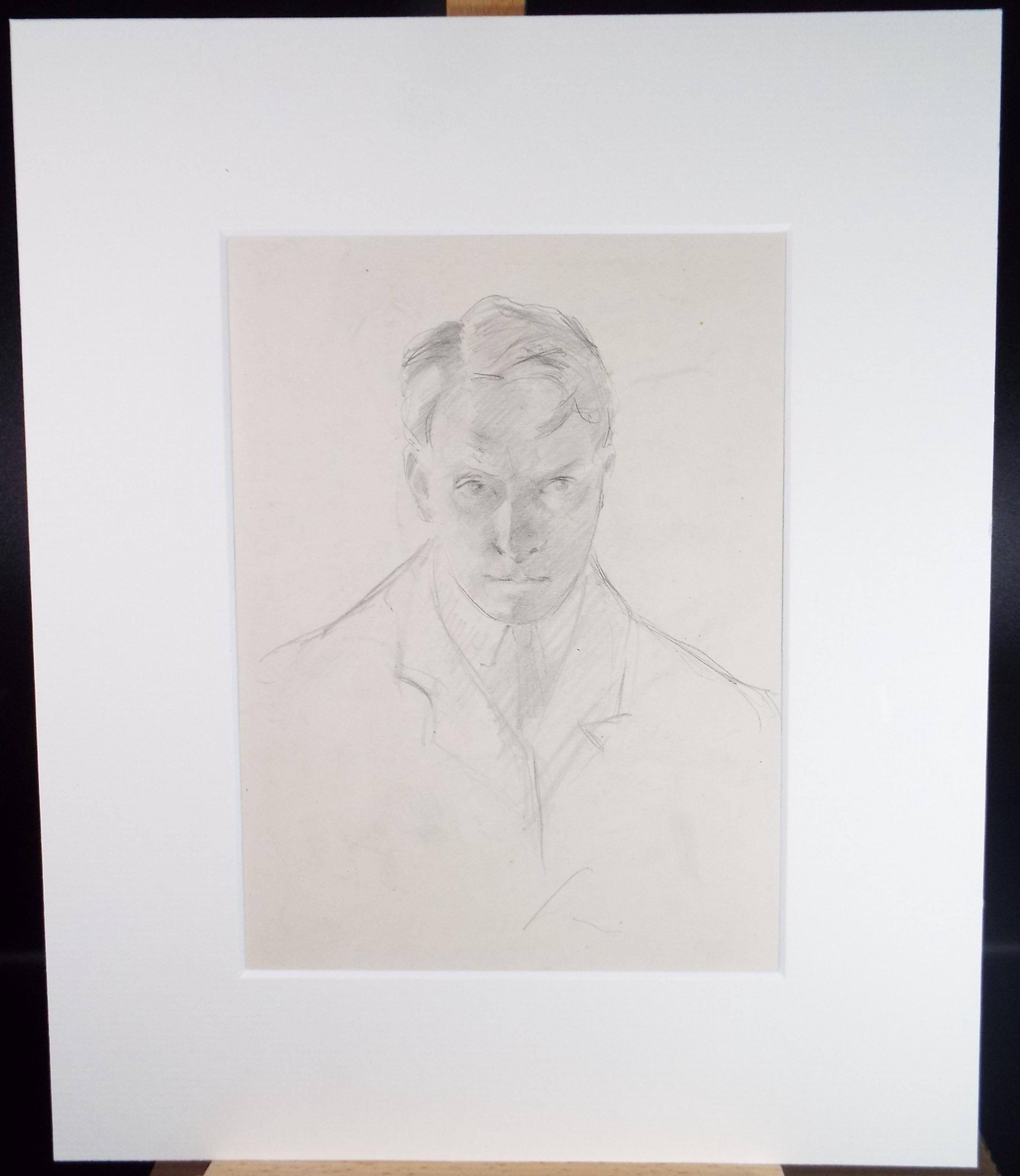 Original pencil Sketch,'Portrait of a Man', Artist unknown, circa 1900