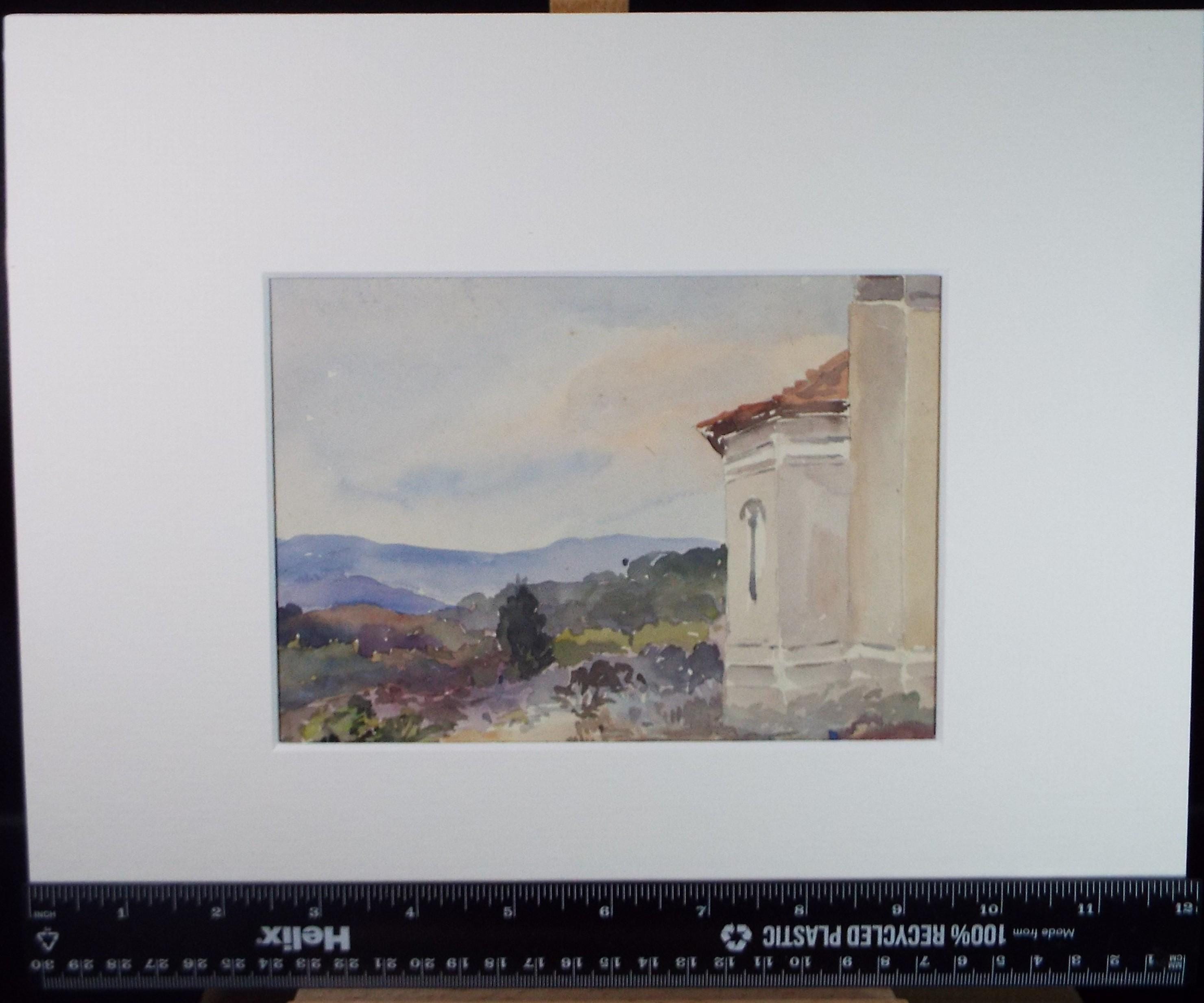Original Watercolour, 'Landscape with Buildings', Unknown artist, late 19th century