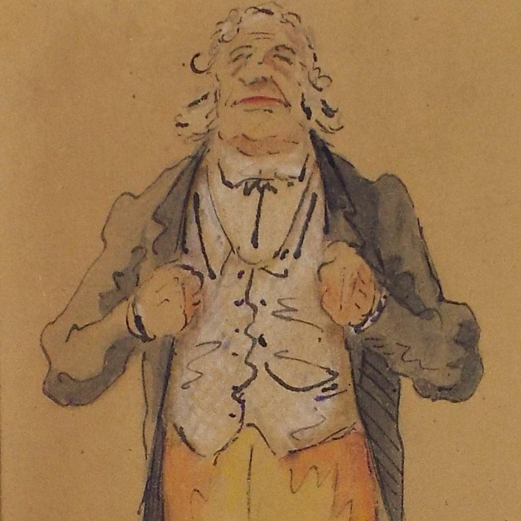 Original Watercolour, 'Gentleman in a frock coat', Late 19th Century