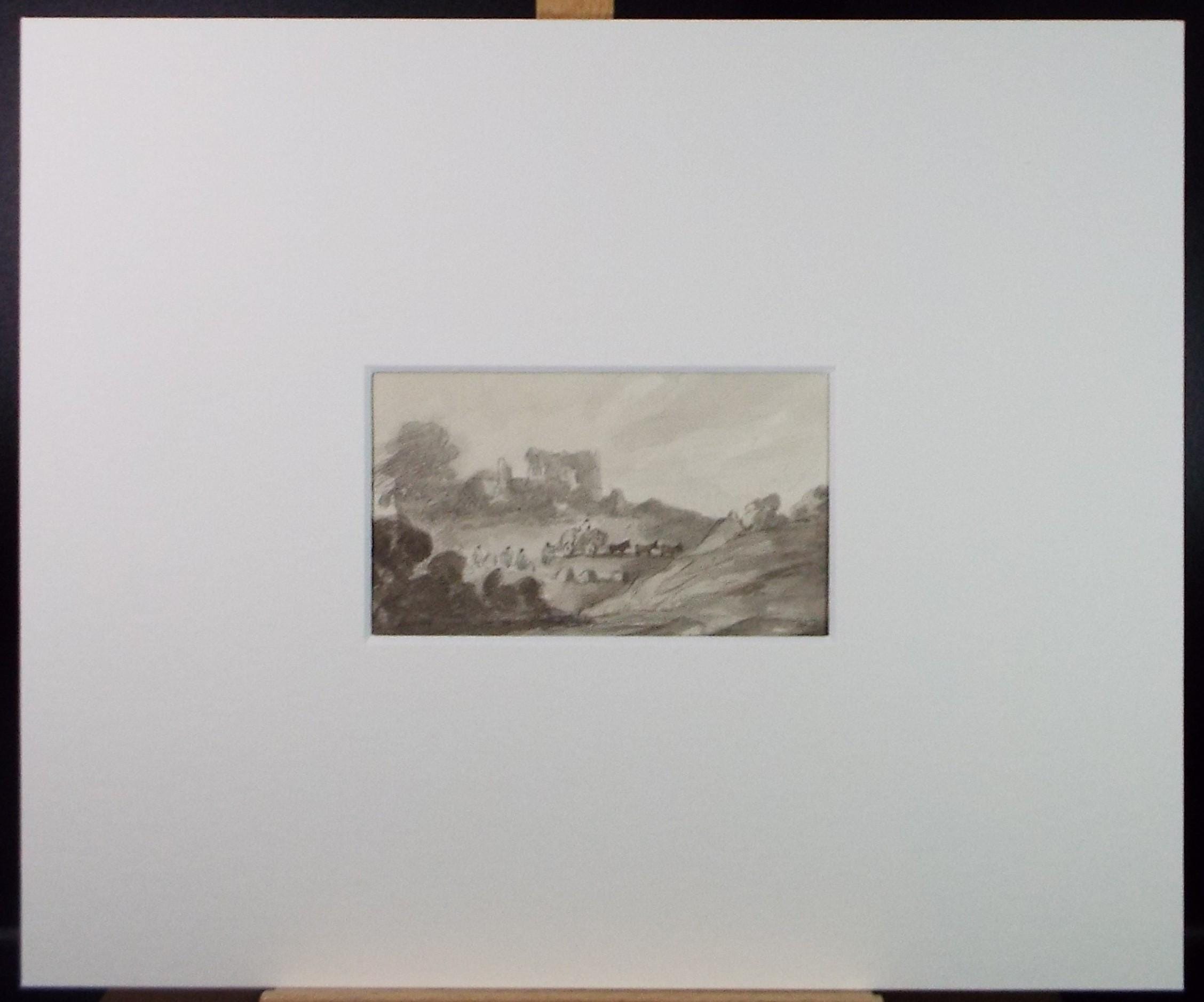 Original Watercolour, 'Cart and Figures in a landscape', Late 19th Century, Artist Unknown