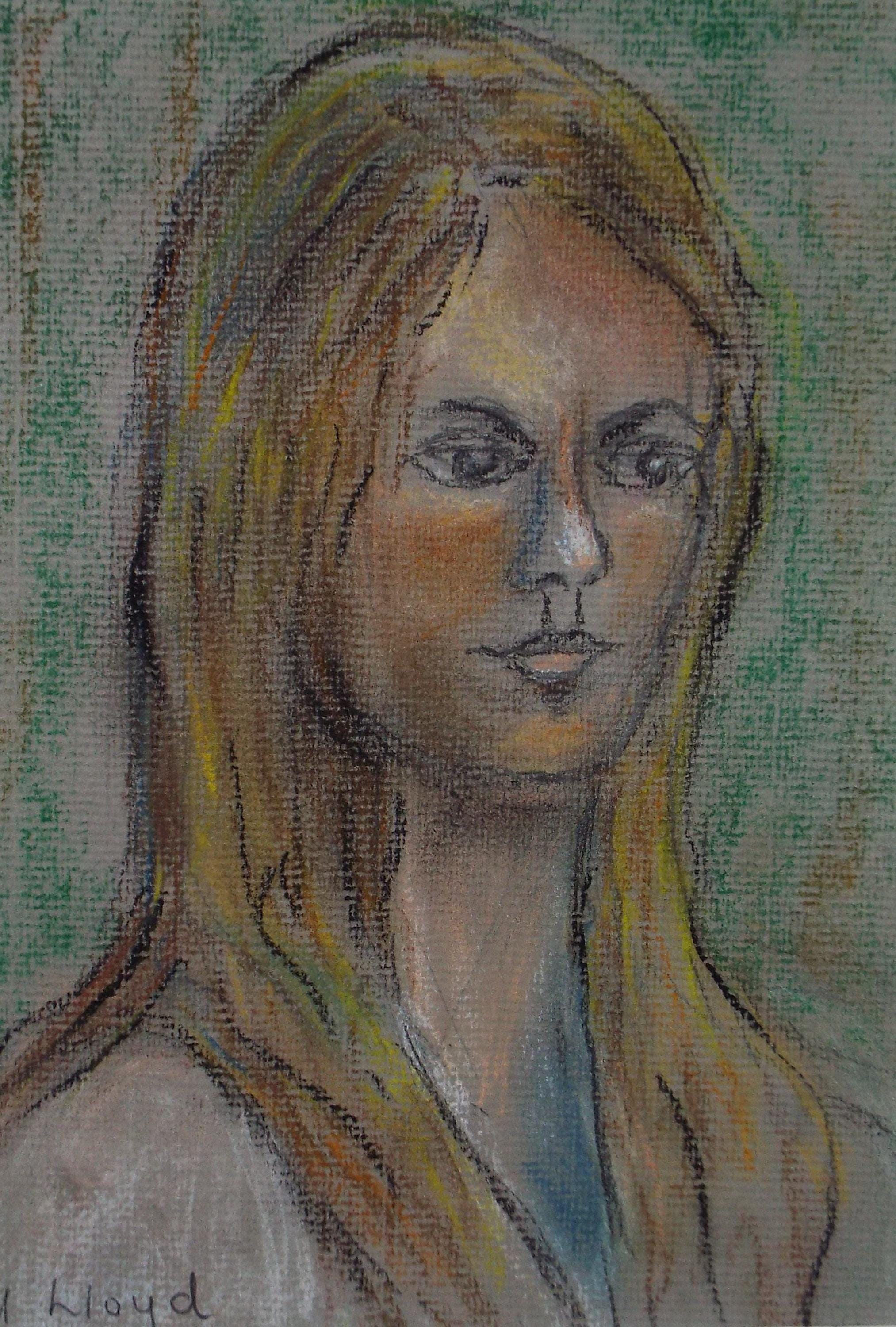 Original pastel drawing, 'Portrait of a Woman ', Circa 1980's,Annabel Lloyd