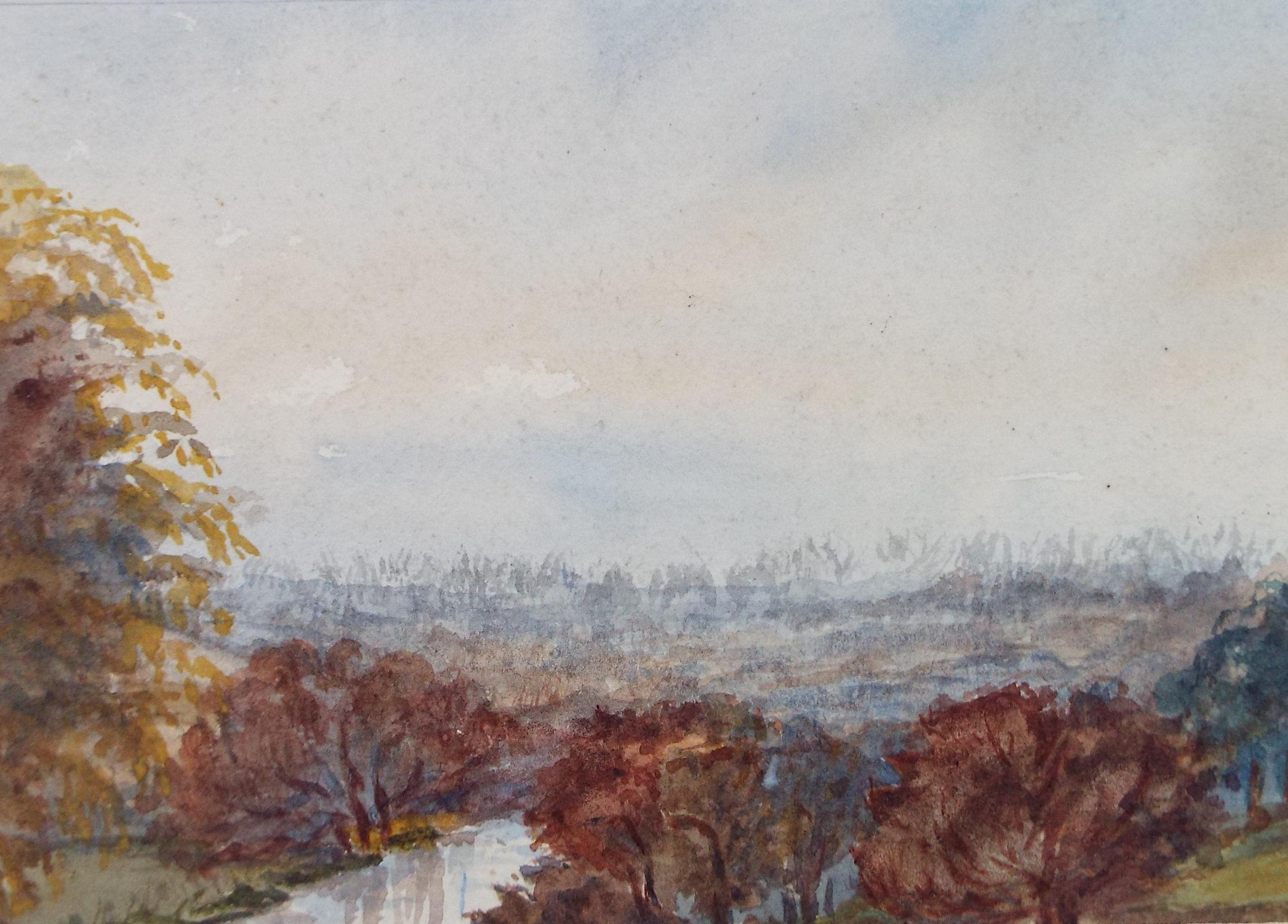 Original Watercolour, 'Autumn Landscape', Late 19th Century, Artist Unknown