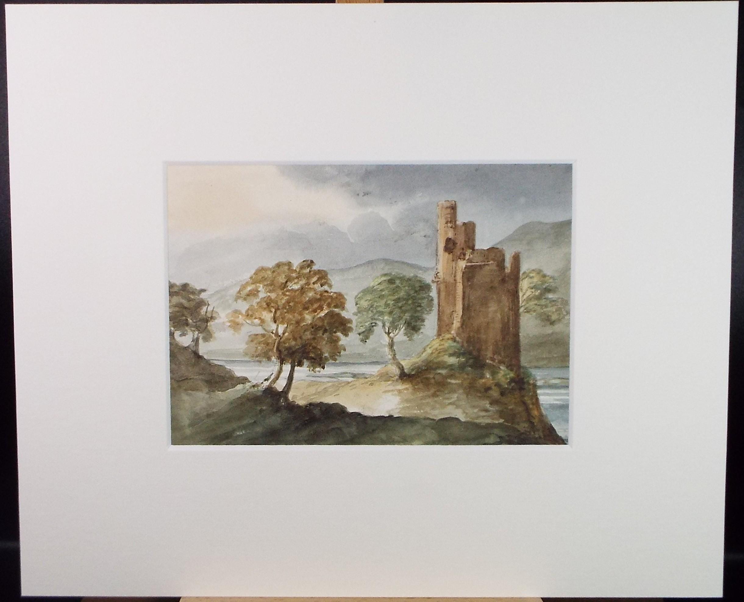 Original Watercolour, late 19th Century, 'Tower by a River', Artist unknown