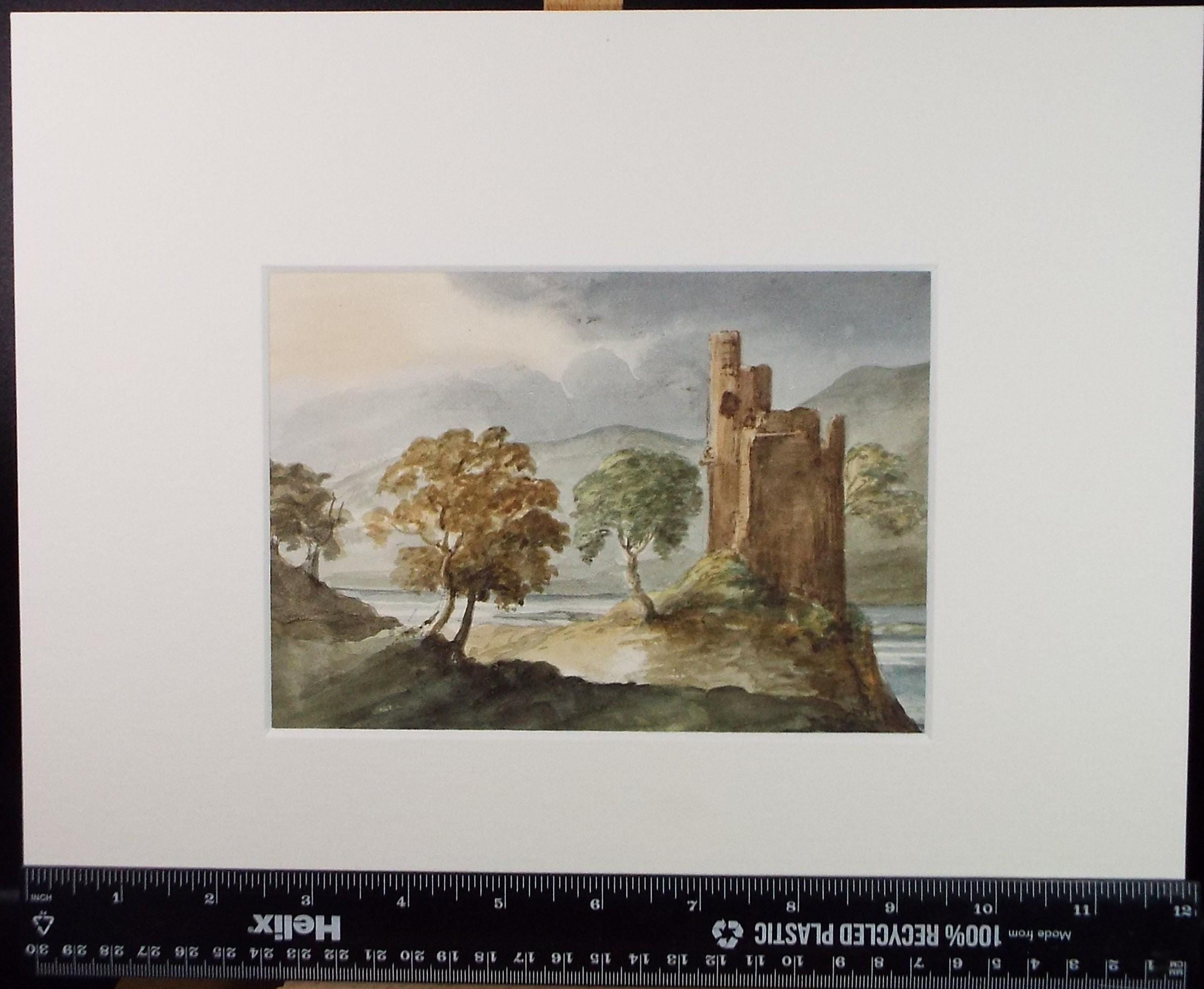 Original Watercolour, late 19th Century, 'Tower by a River', Artist unknown