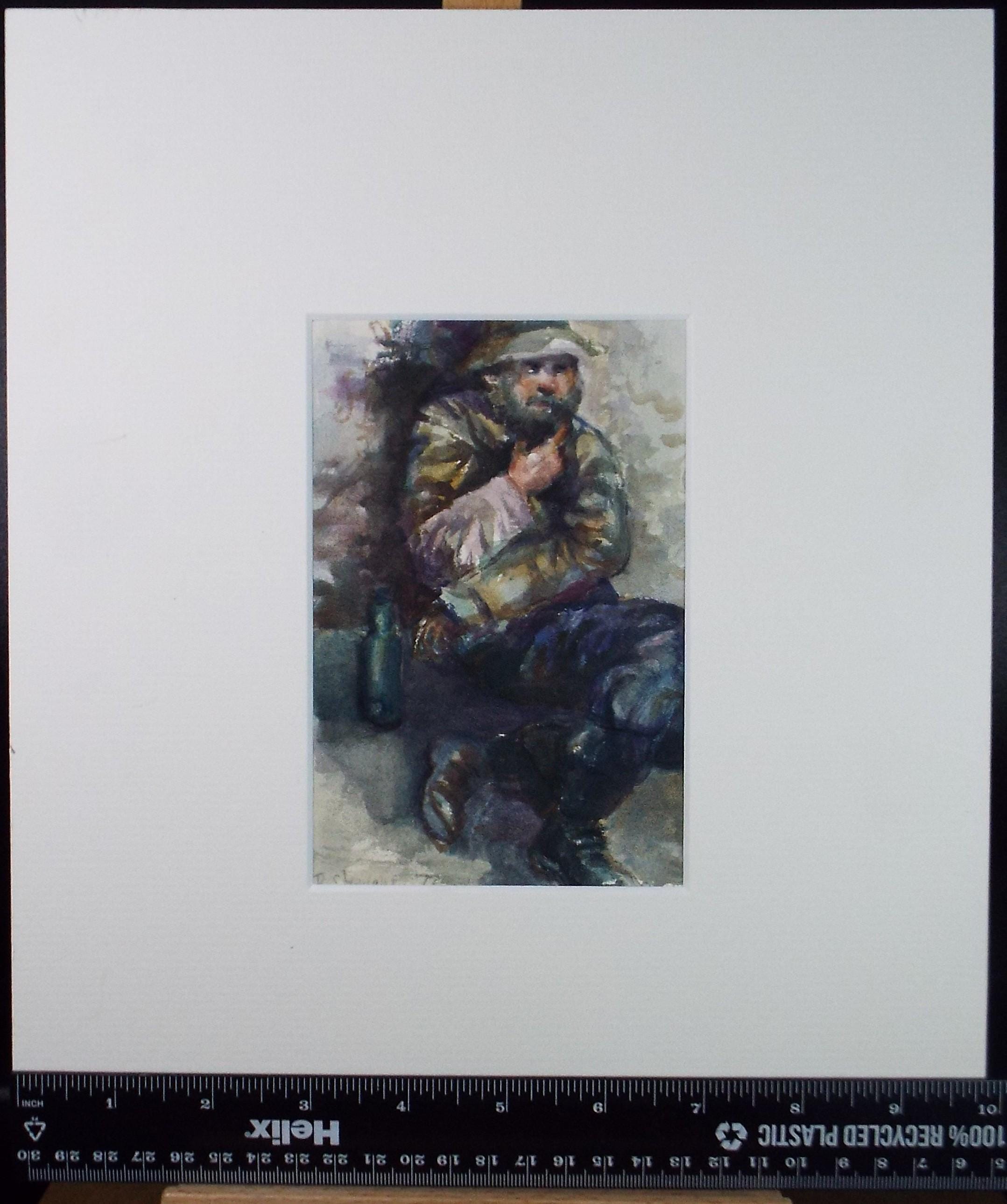 Original watercolour, 'the Vagrant' 1977, B Stevens