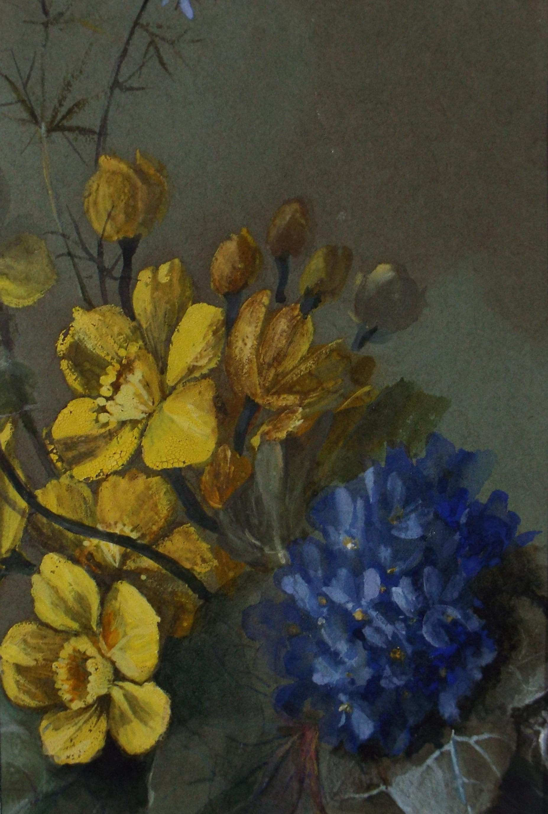 Original Watercolour, 'Spring flowers', Late 19th Century, Unknown Artist