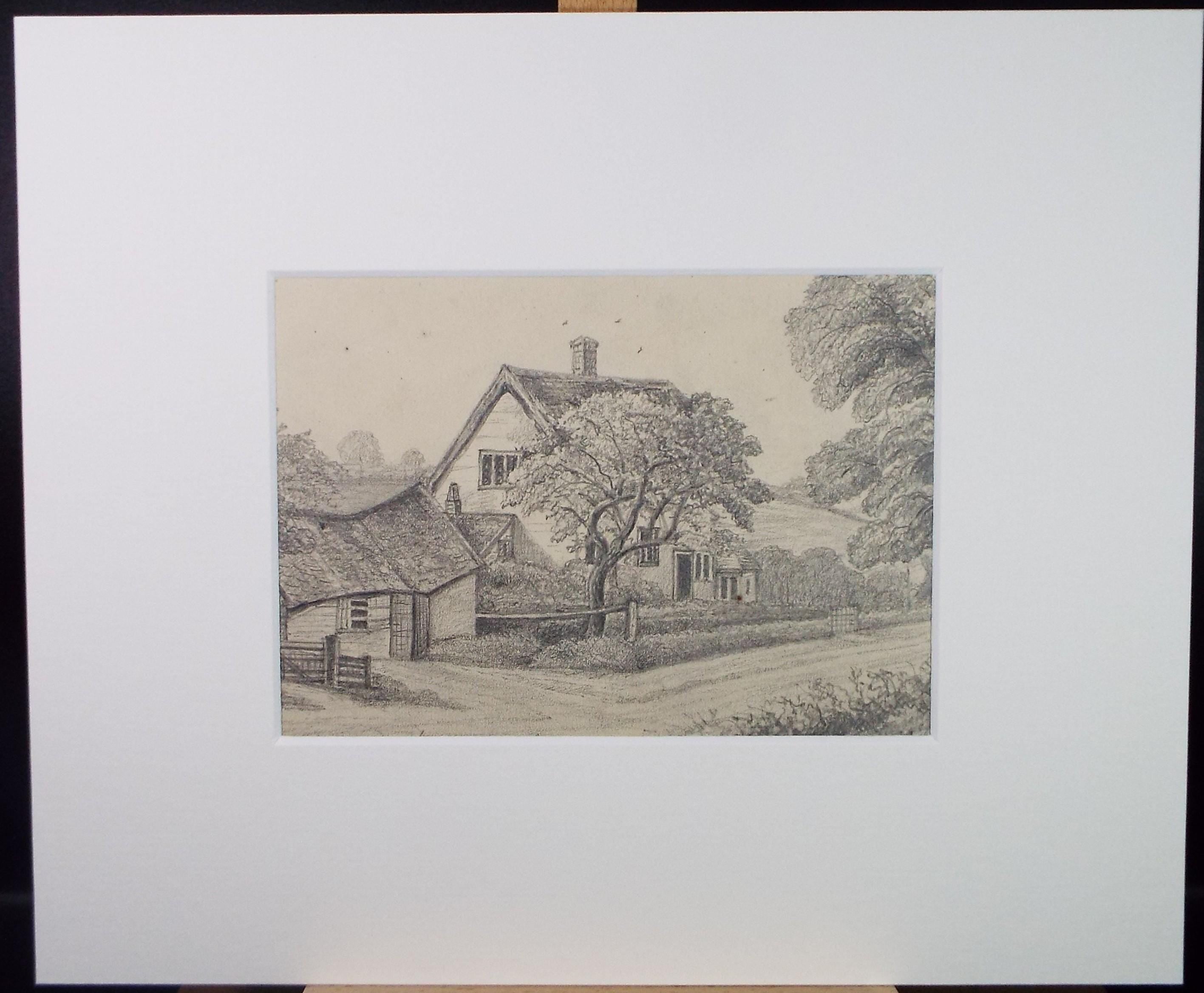 Original Pencil drawing, 'Barber cottage', Dated 1877, artist unknown