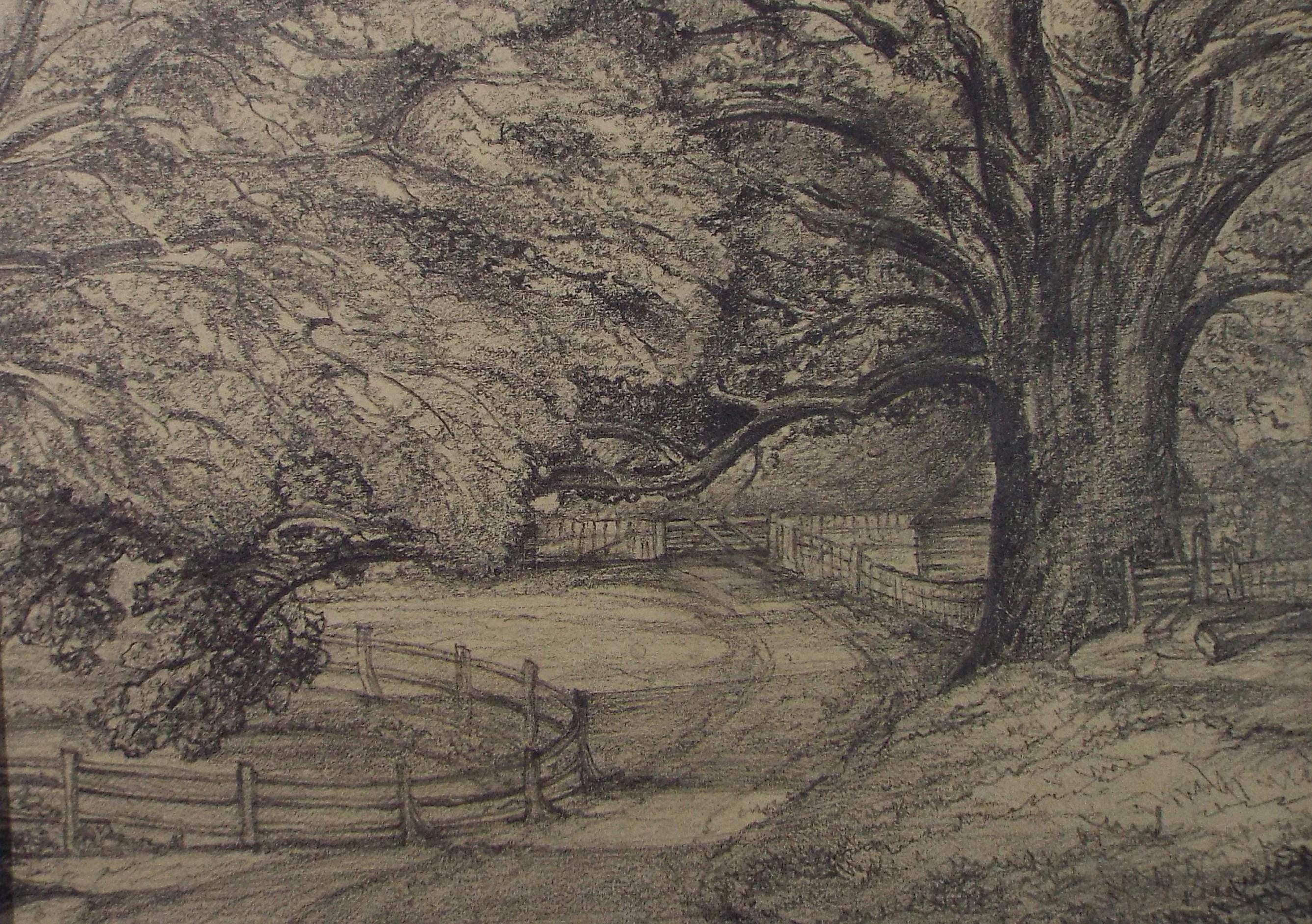 Original Pencil drawing, 'Beeston Park', Dated 1874, artist unknown