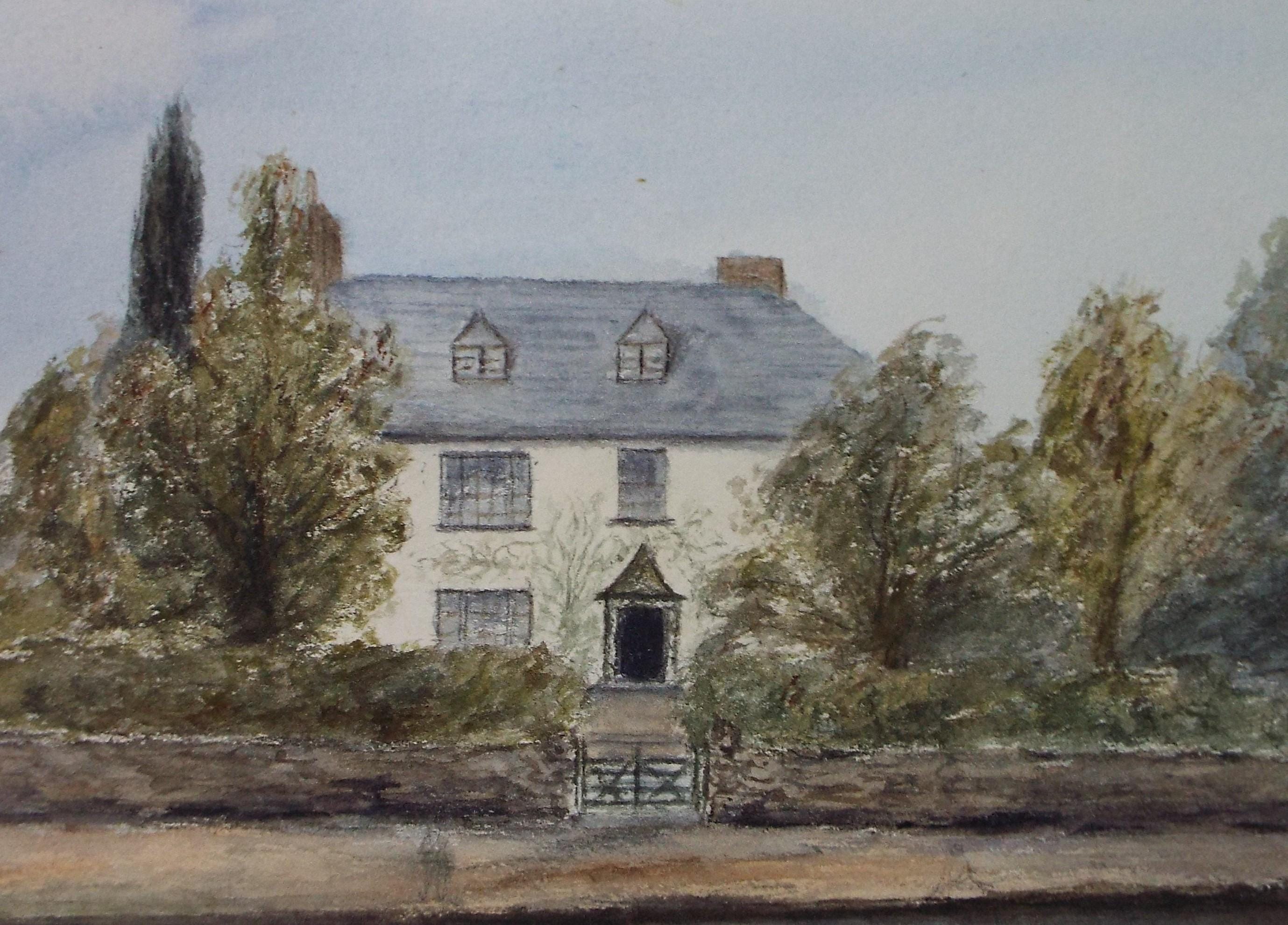Original Watercolour, 'Country House', c1880, unknown Artist