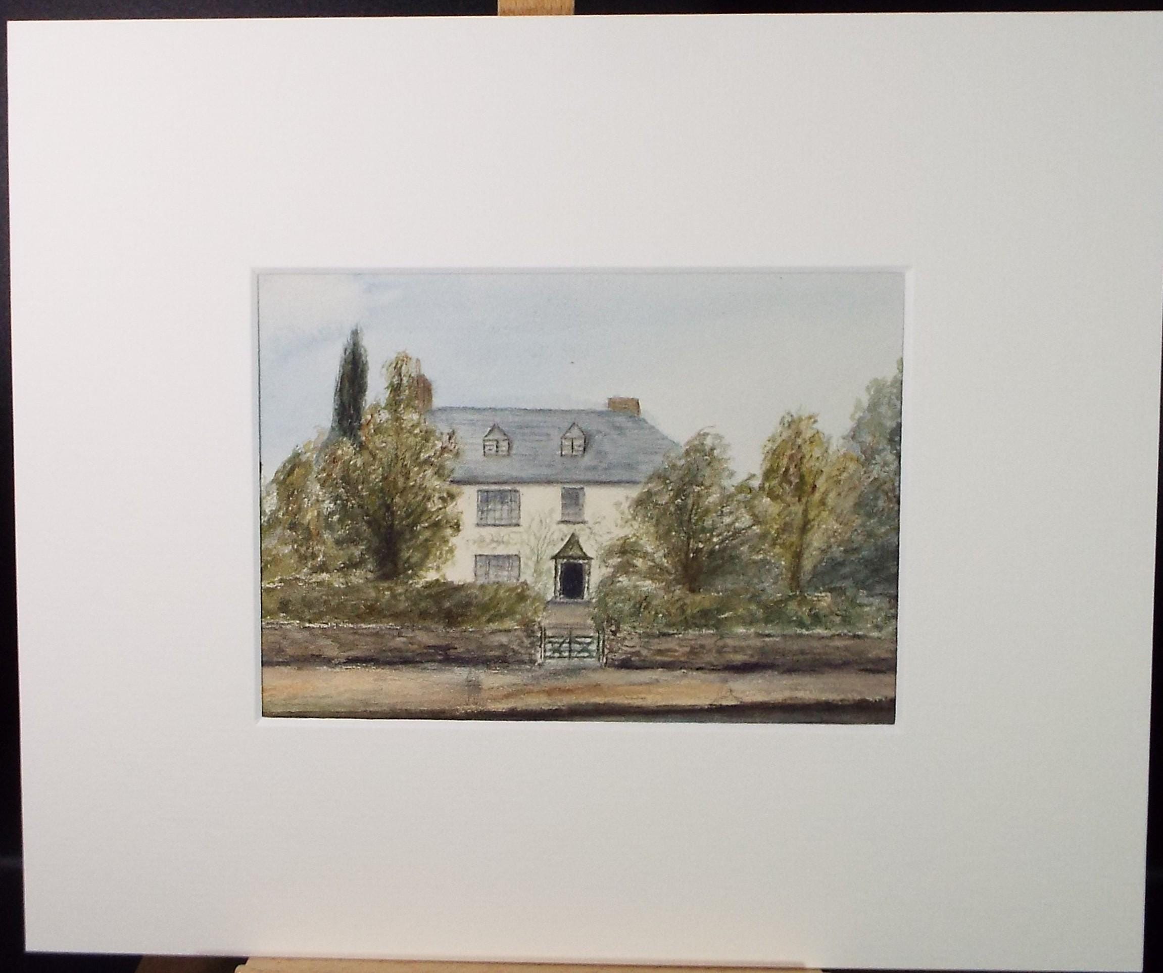 Original Watercolour, 'Country House', c1880, unknown Artist