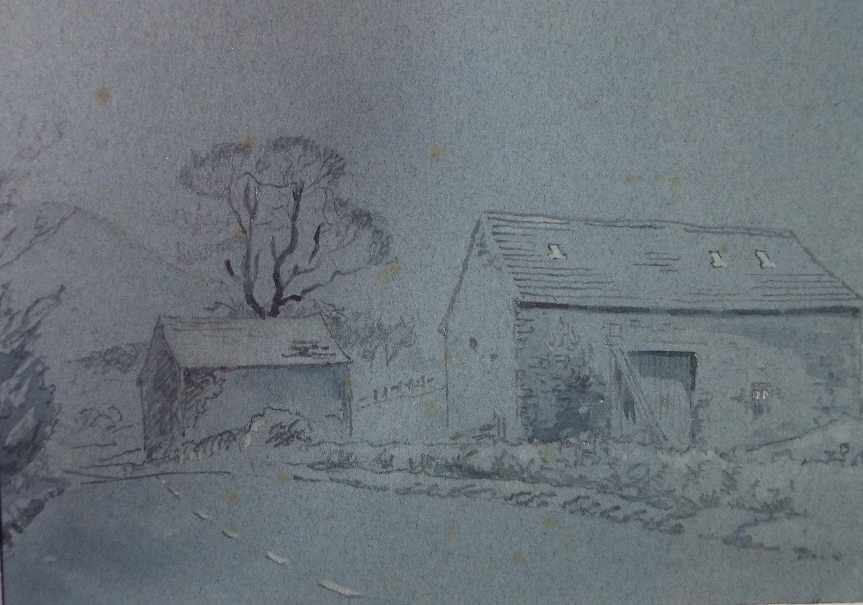 Original pencil/ Watercolour, 'On Sawley Brow', 1944, Henson Bamford