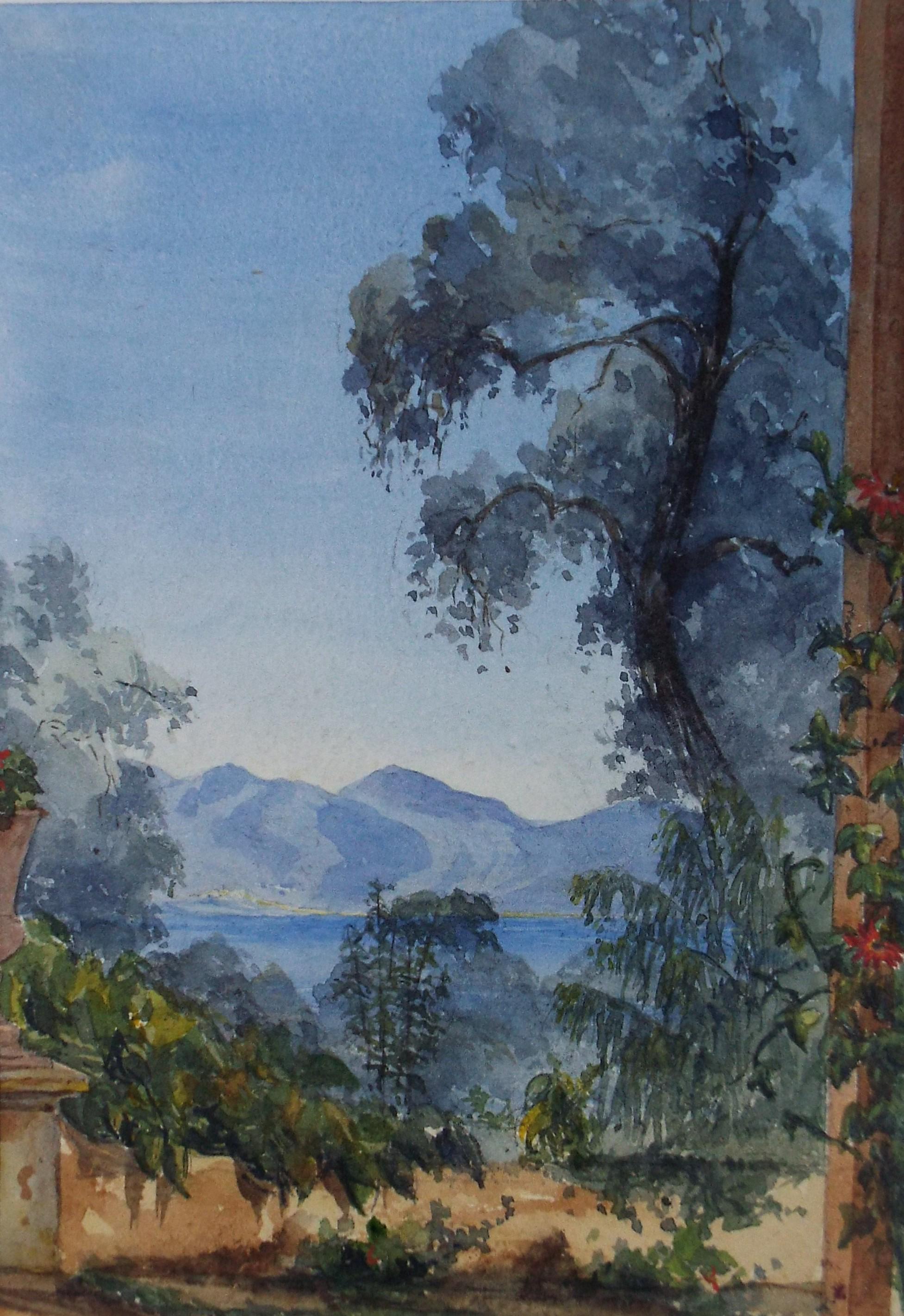 Original Watercolour, 'Italian Coast', Artist Unknown, Dated 1863