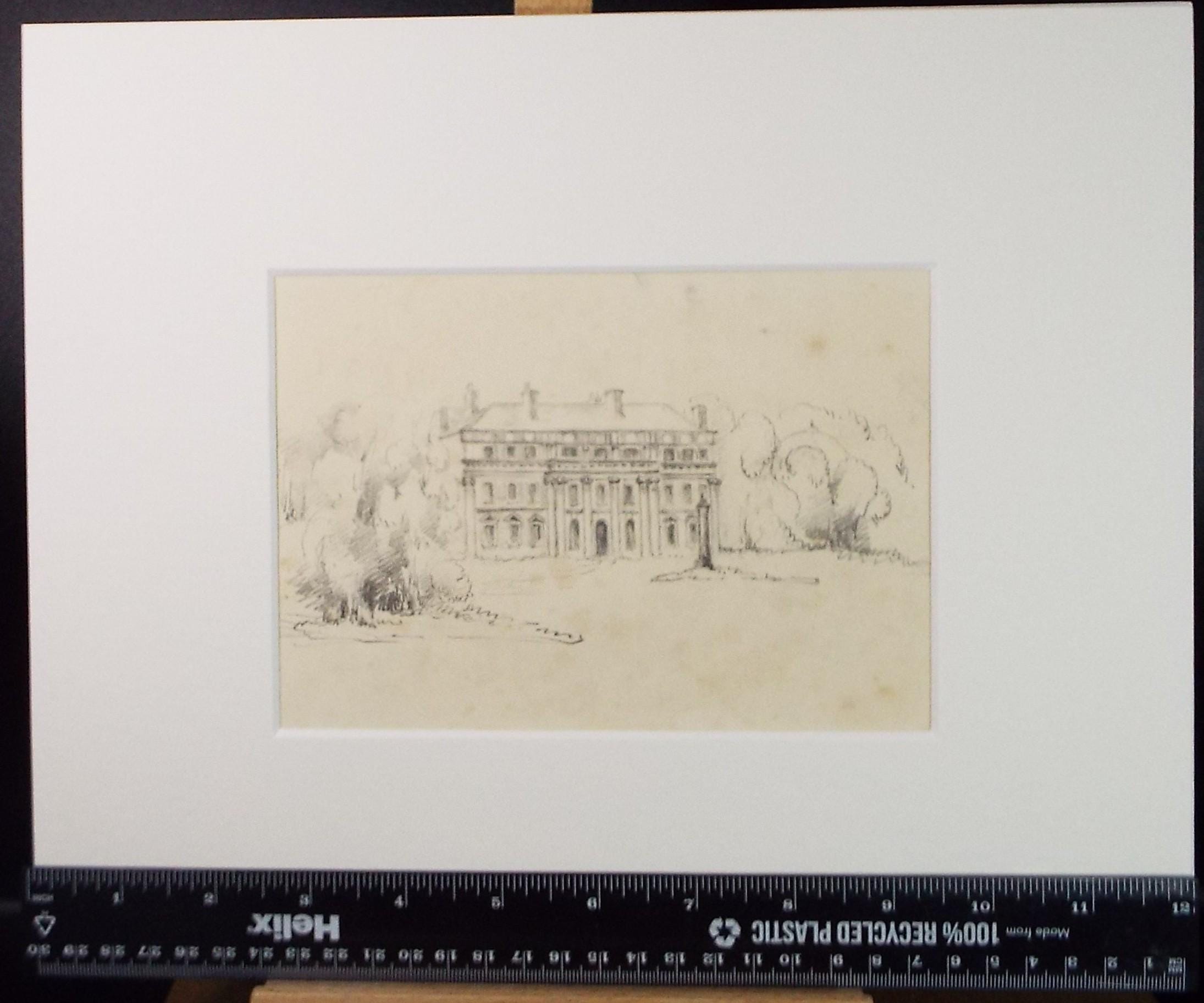 Original pencil drawing 'Country House', Late 19th Century, Artist Unknown