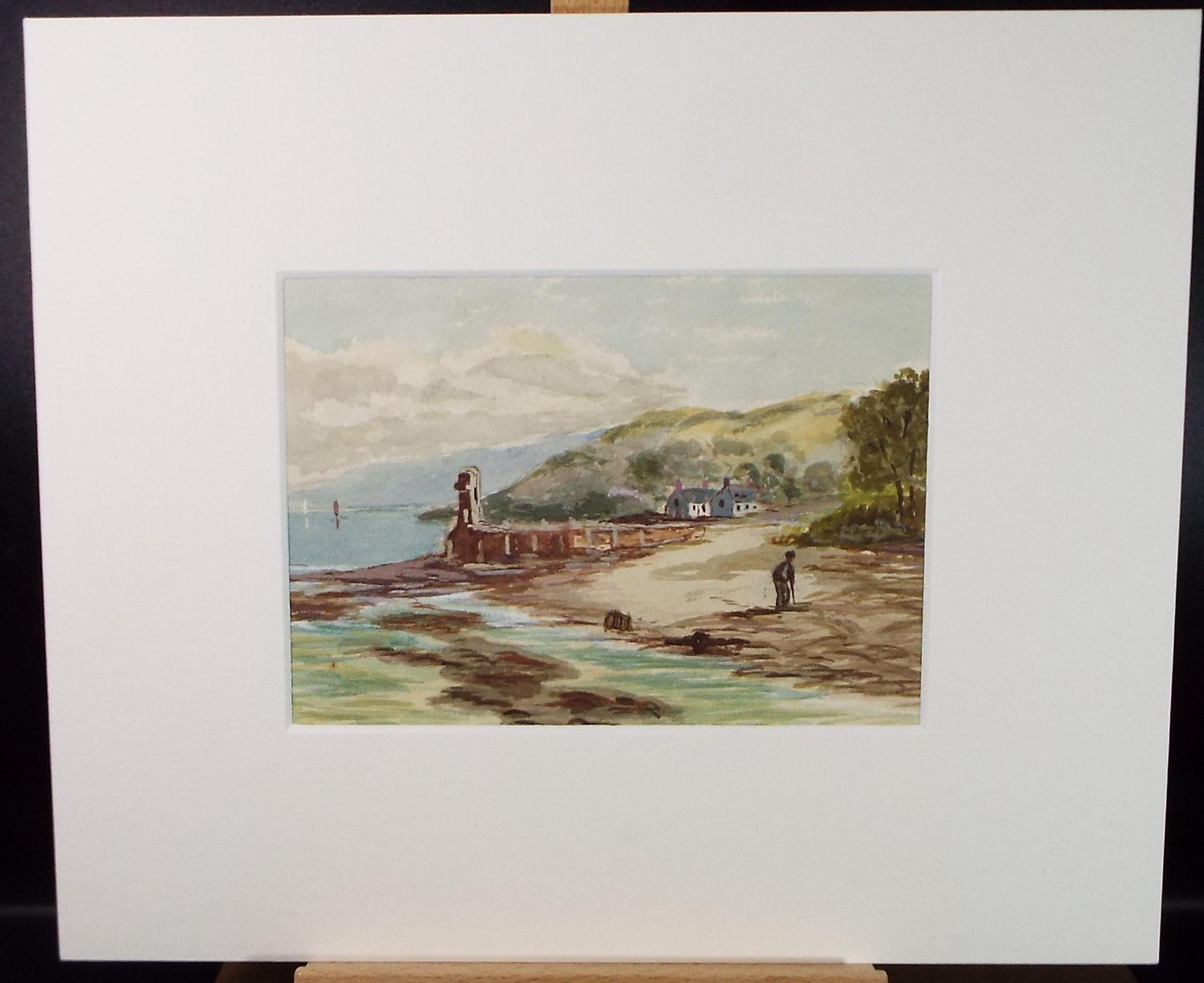 Original Watercolour, 'Coast with figure',Late 19th Century
