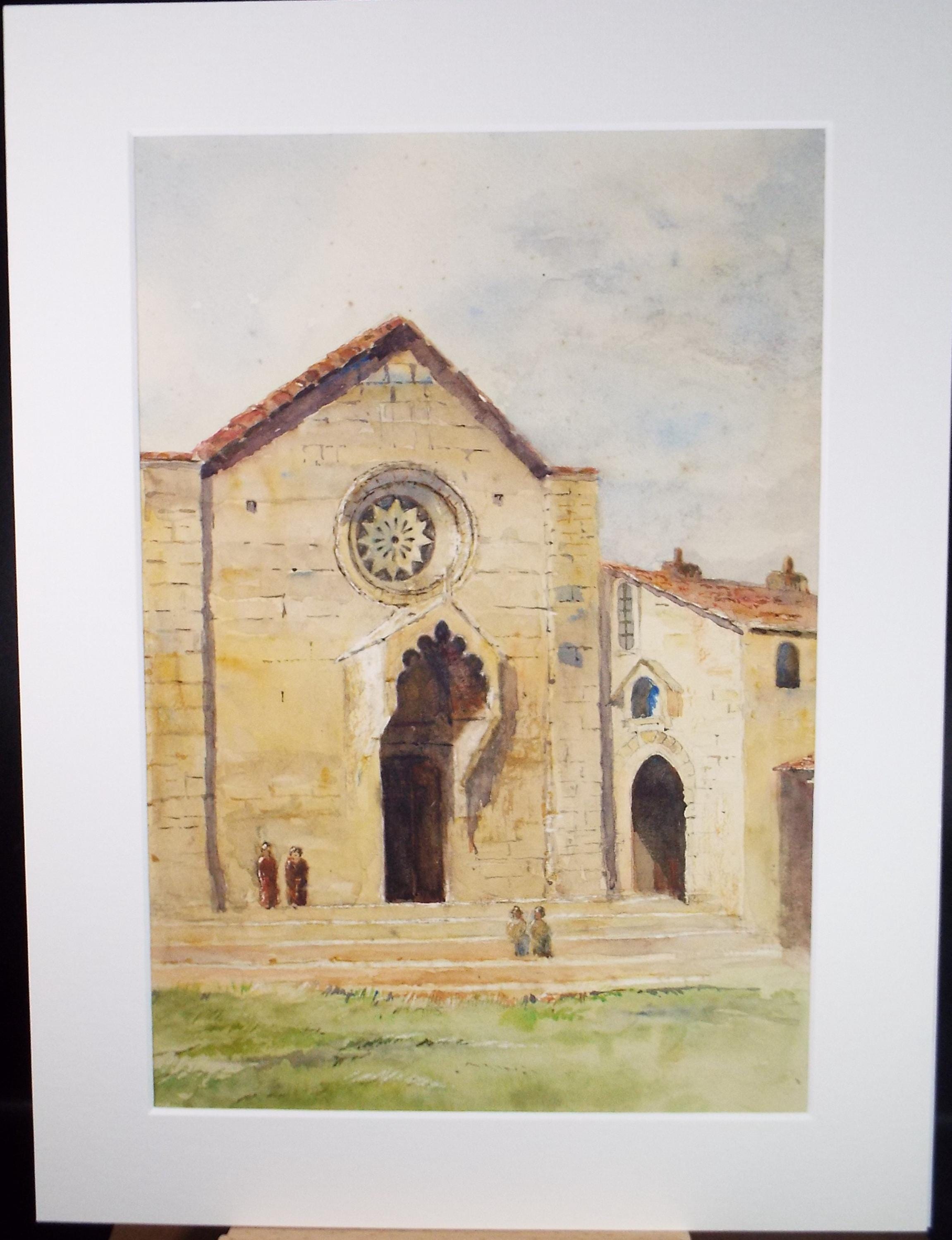 Original Watercolour, 'Monastey', Late 19th Century, Artist Unknown