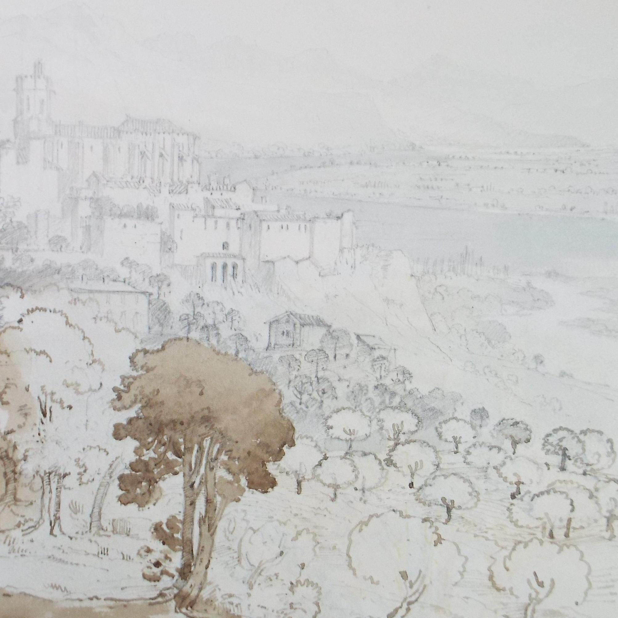 Original Pencil drawing & watercolour , 'Abbey Buildings', Late 19th Century, artist unknown